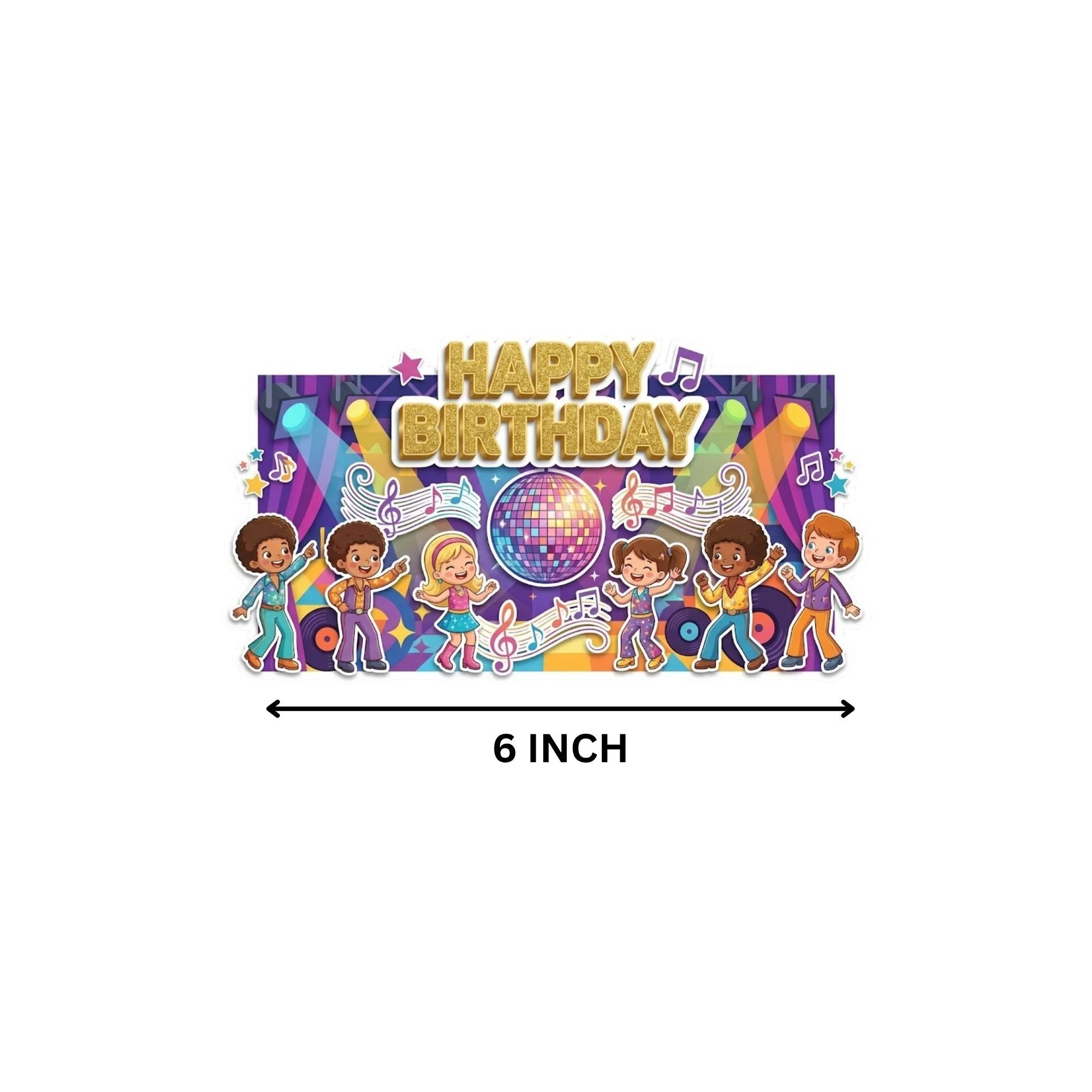 Disco Party Birthday Cake Topper for Kids | Premium 300 GSM Cardstock | Cute Cartoon Party Decoration | Cake Decoration Topper for Birthday Party Supplies - Premium Handcrafted 300 GSM Party Supplies, Cake Topper by Party Decor Mall India - View 4