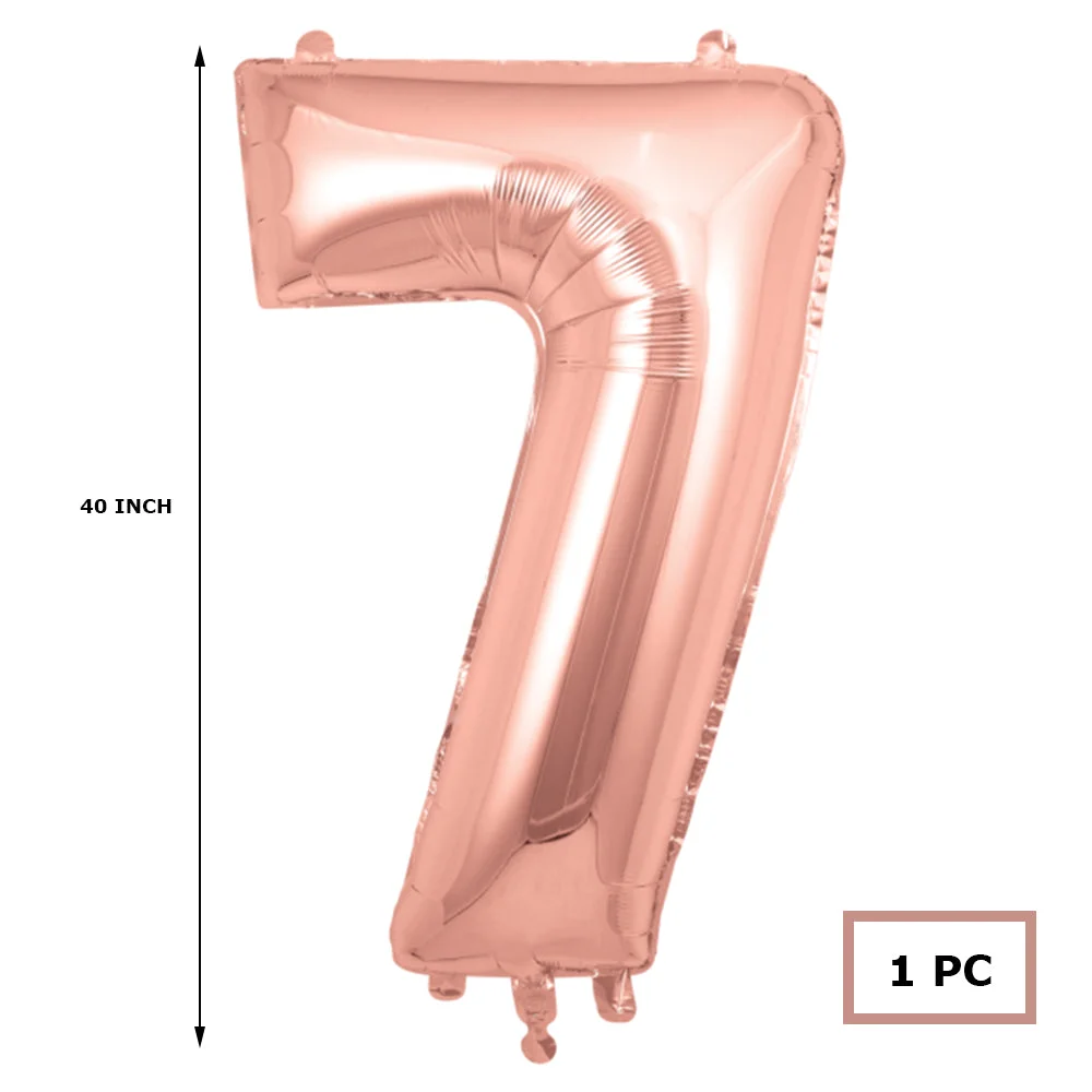 40 inches Number Foil Balloon Rose Gold Number 7 - Premium Handcrafted 300 GSM Party Supplies by Party Decor Mall India - View 2
