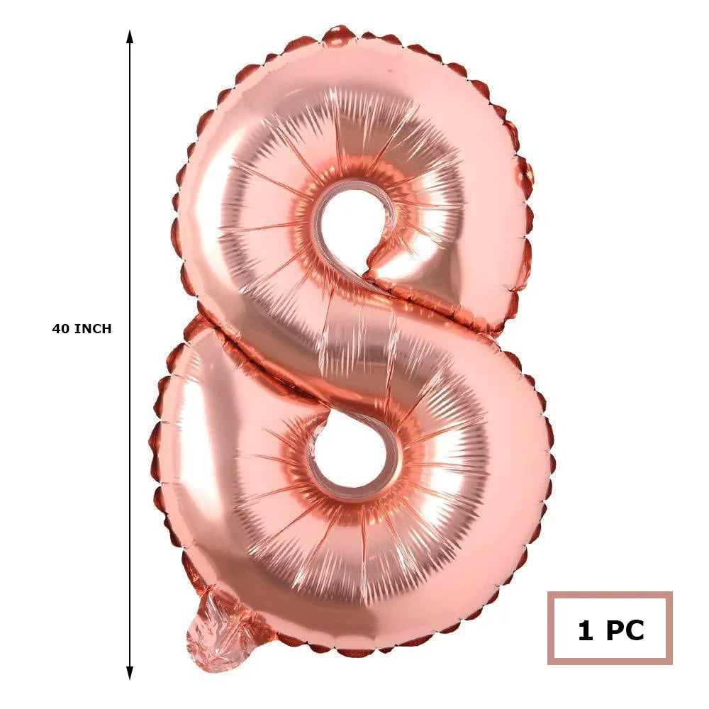 40 inches Number Foil Balloon Rose Gold Number 8 - Premium Handcrafted 300 GSM Party Supplies by Party Decor Mall India - View 2