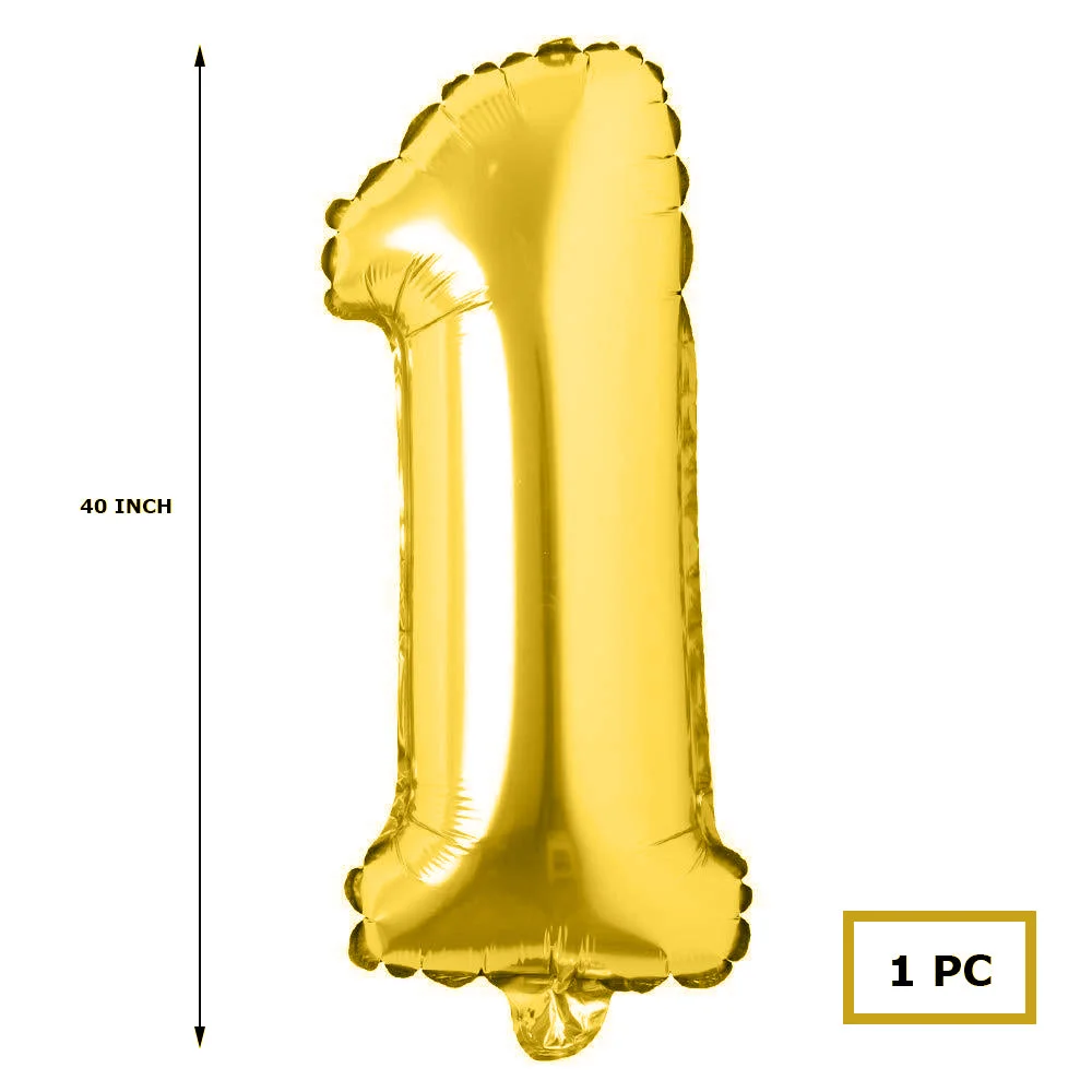 40 inches Number Foil Balloon Gold Number 1 - Premium Handcrafted 300 GSM Party Supplies by Party Decor Mall India - View 2