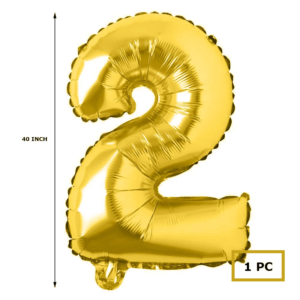 40 inches Number Foil Balloon Gold Number 2 - Premium Handcrafted 300 GSM Party Supplies by Party Decor Mall India - View 2