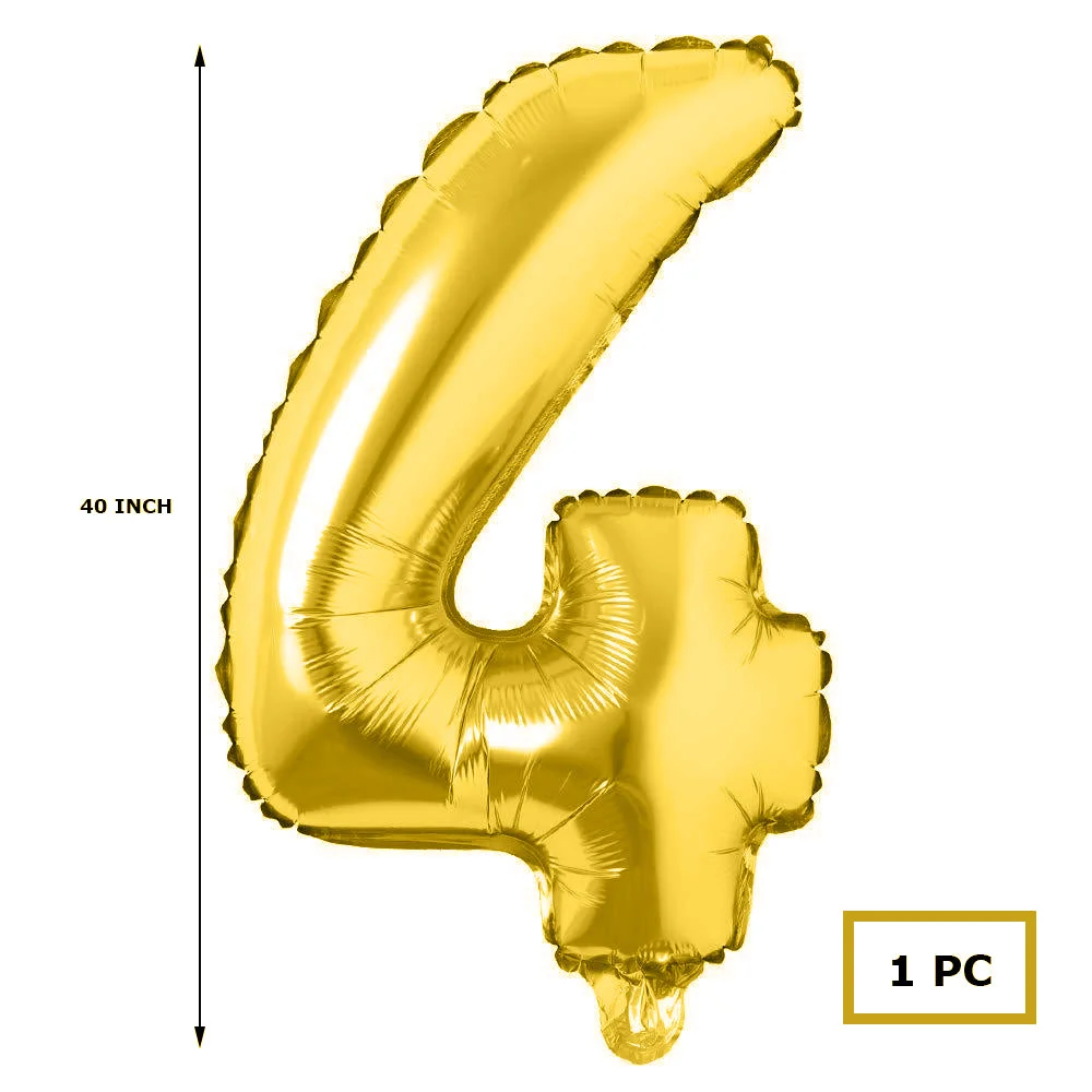 40 inches Number Foil Balloon Gold Number 4 - Premium Handcrafted 300 GSM Party Supplies by Party Decor Mall India - View 2
