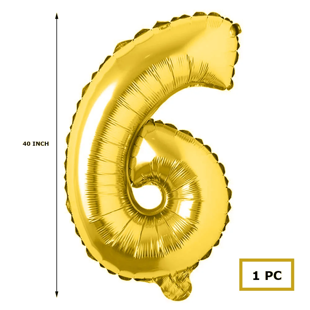 40 inches Number Foil Balloon Gold Number 6 - Premium Handcrafted 300 GSM Party Supplies by Party Decor Mall India - View 2