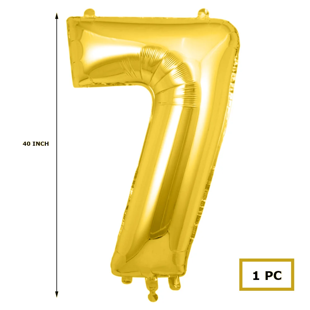 40 inches Number Foil Balloon Gold Number 7 - Premium Handcrafted 300 GSM Party Supplies by Party Decor Mall India - View 2