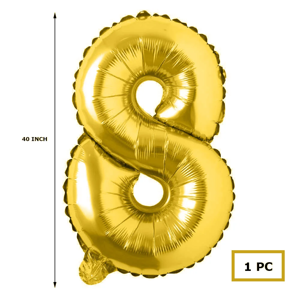 40 inches Number Foil Balloon Gold Number 8 - Premium Handcrafted 300 GSM Party Supplies by Party Decor Mall India - View 2