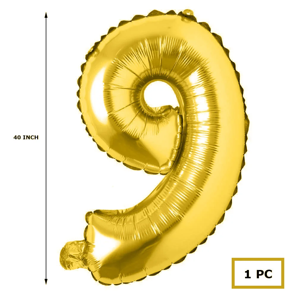 40 inches Number Foil Balloon Gold Number 9 - Premium Handcrafted 300 GSM Party Supplies by Party Decor Mall India - View 2