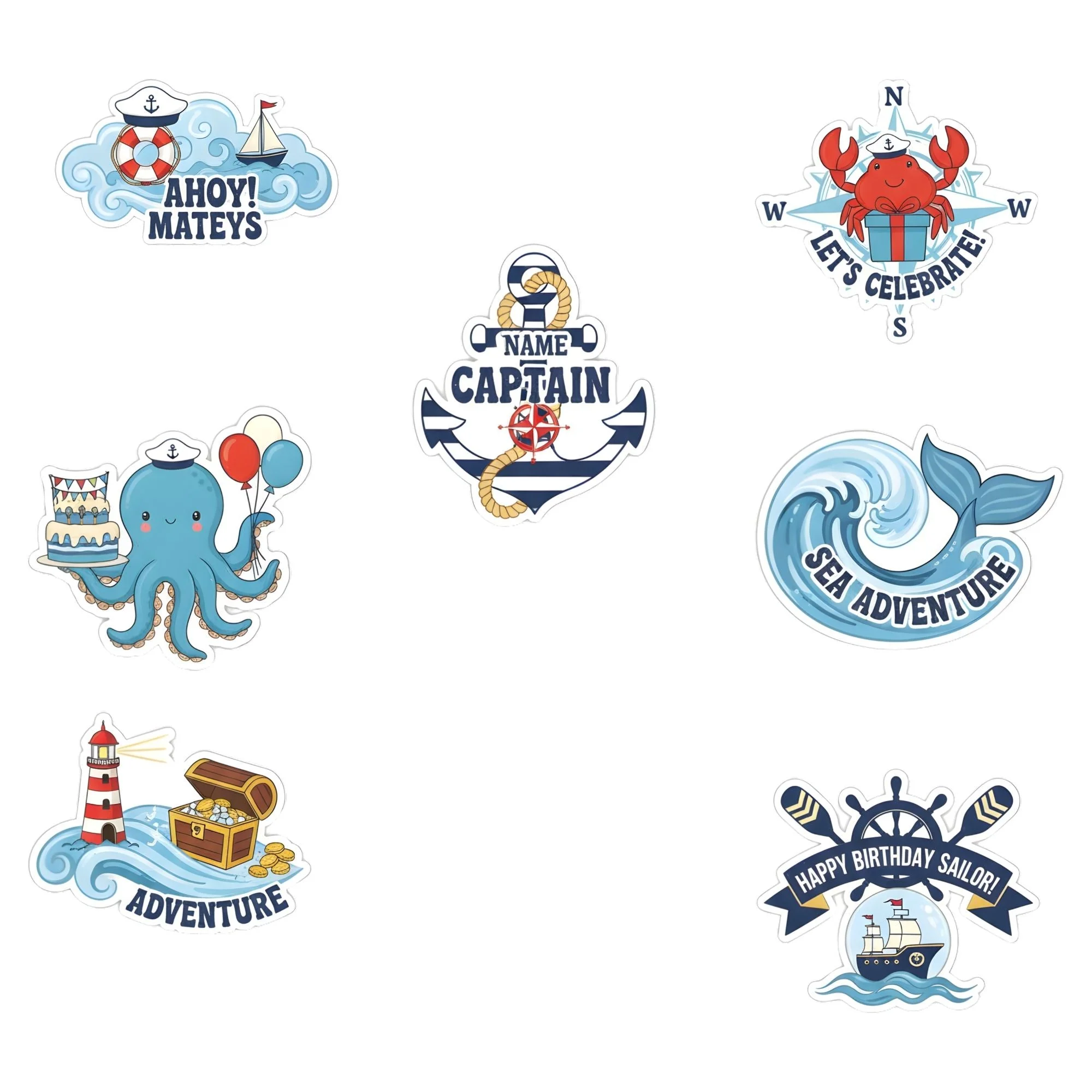 Pirate Captain Theme Birthday Cutouts (6 inches/250 GSM Cardstock/Mixcolour/12Pcs)