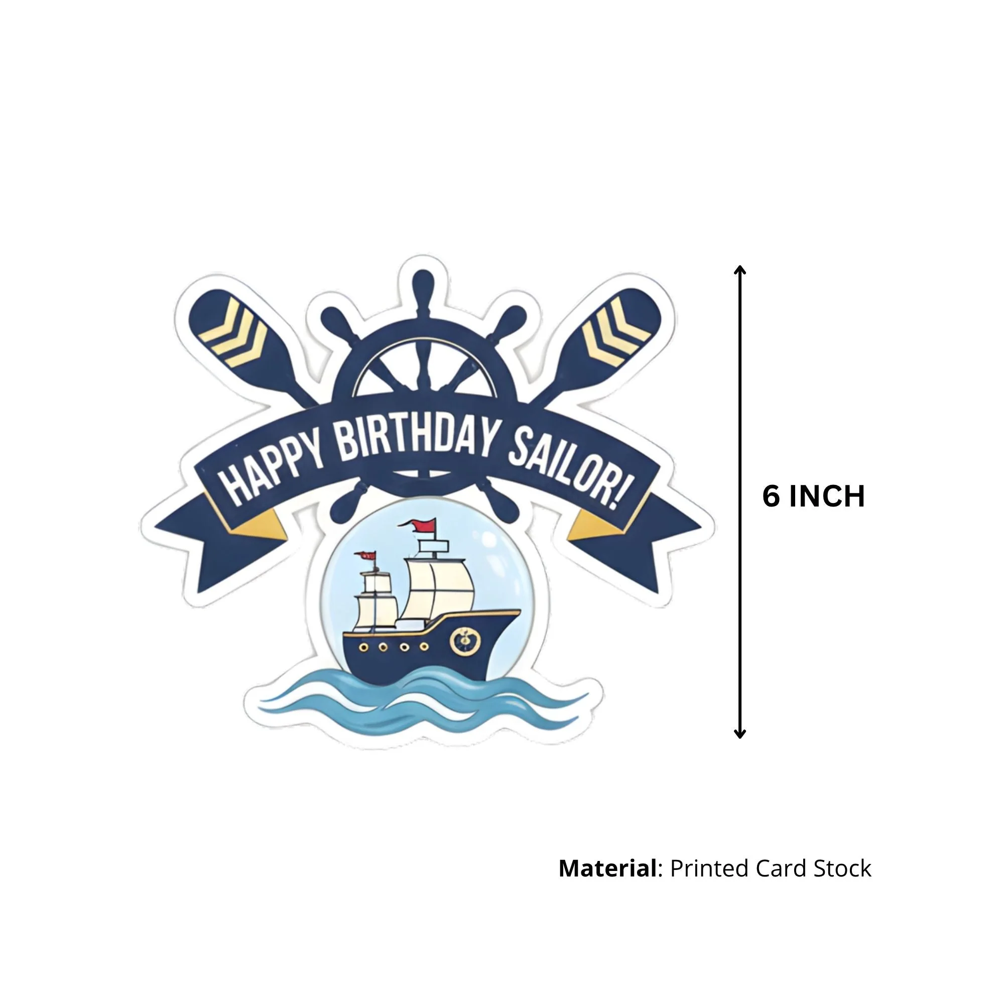 Pirate Captain Theme Birthday Cutouts (6 inches/250 GSM Cardstock/Mixcolour/12Pcs) - Premium Handcrafted 300 GSM Paper Cutouts by Party Decor Mall India - View 3