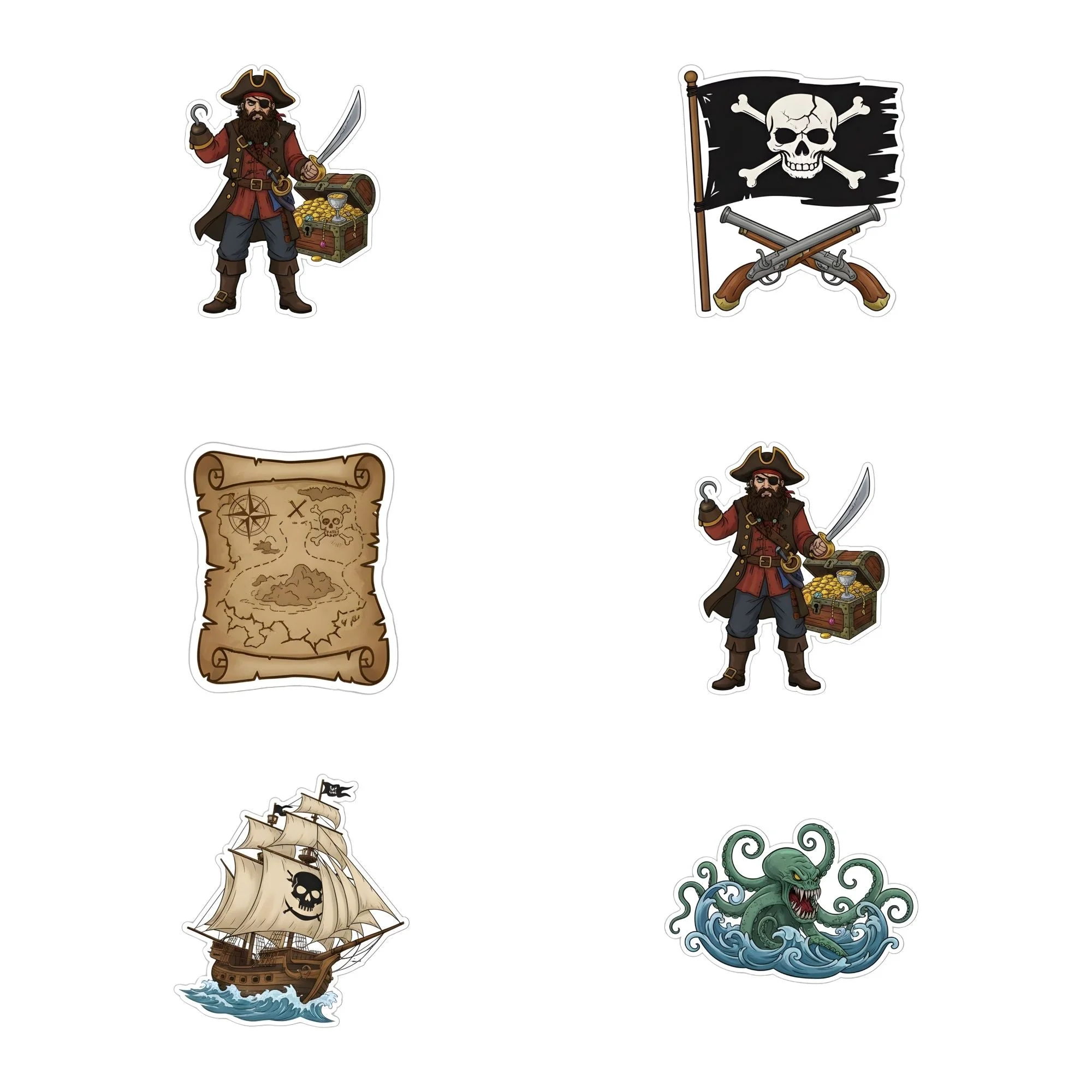 Pirate Theme Birthday Cutouts (6 inches/250 GSM Cardstock/Mixcolour/12Pcs) - Premium Handcrafted 300 GSM Paper Cutouts by Party Decor Mall India - View 1