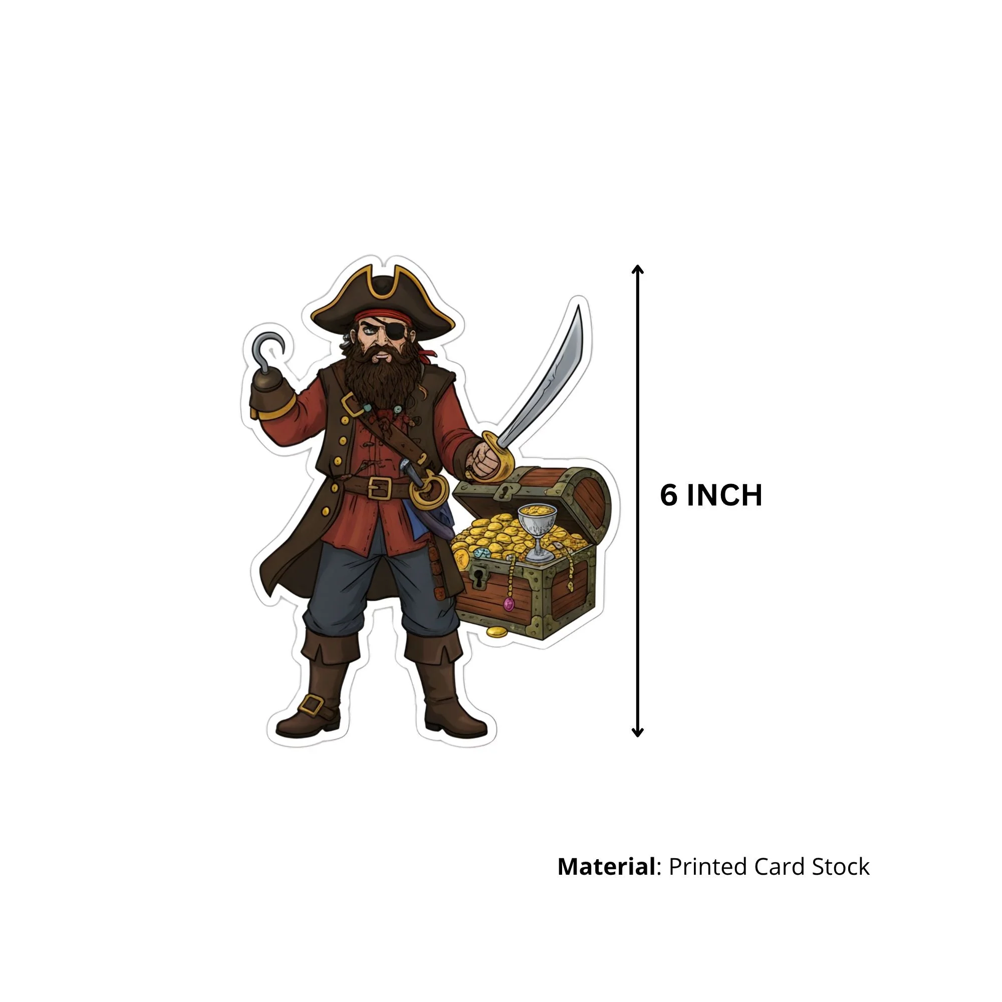Pirate Theme Birthday Cutouts (6 inches/250 GSM Cardstock/Mixcolour/12Pcs) - Premium Handcrafted 300 GSM Paper Cutouts by Party Decor Mall India - View 3