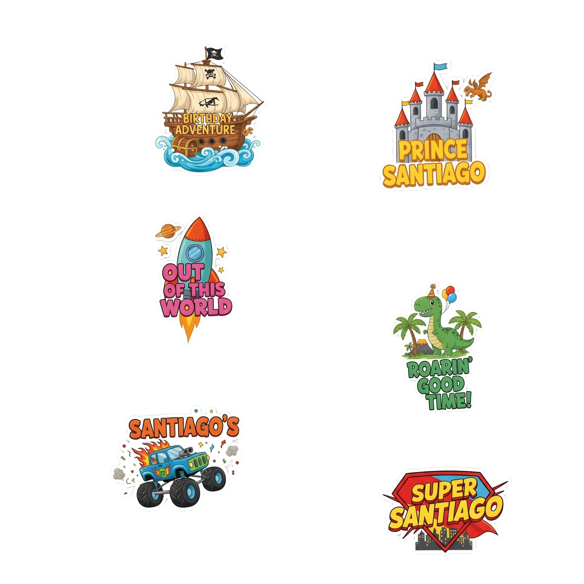 Prince Santiago Theme Birthday Cutouts (6 inches/250 GSM Cardstock/Mixcolour/12Pcs)