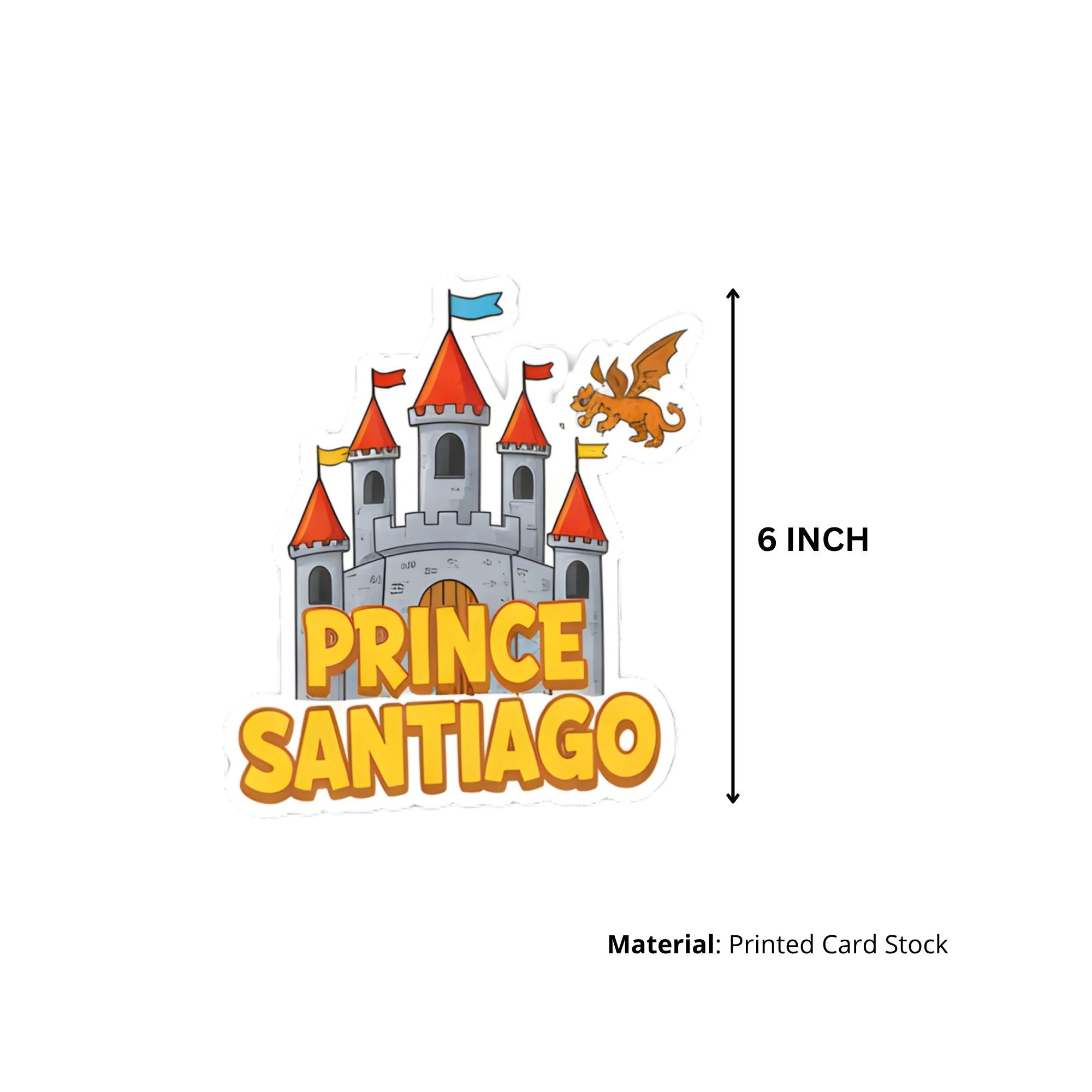 Prince Santiago Theme Birthday Cutouts (6 inches/250 GSM Cardstock/Mixcolour/12Pcs) - Premium Handcrafted 300 GSM Paper Cutouts by Party Decor Mall India - View 3