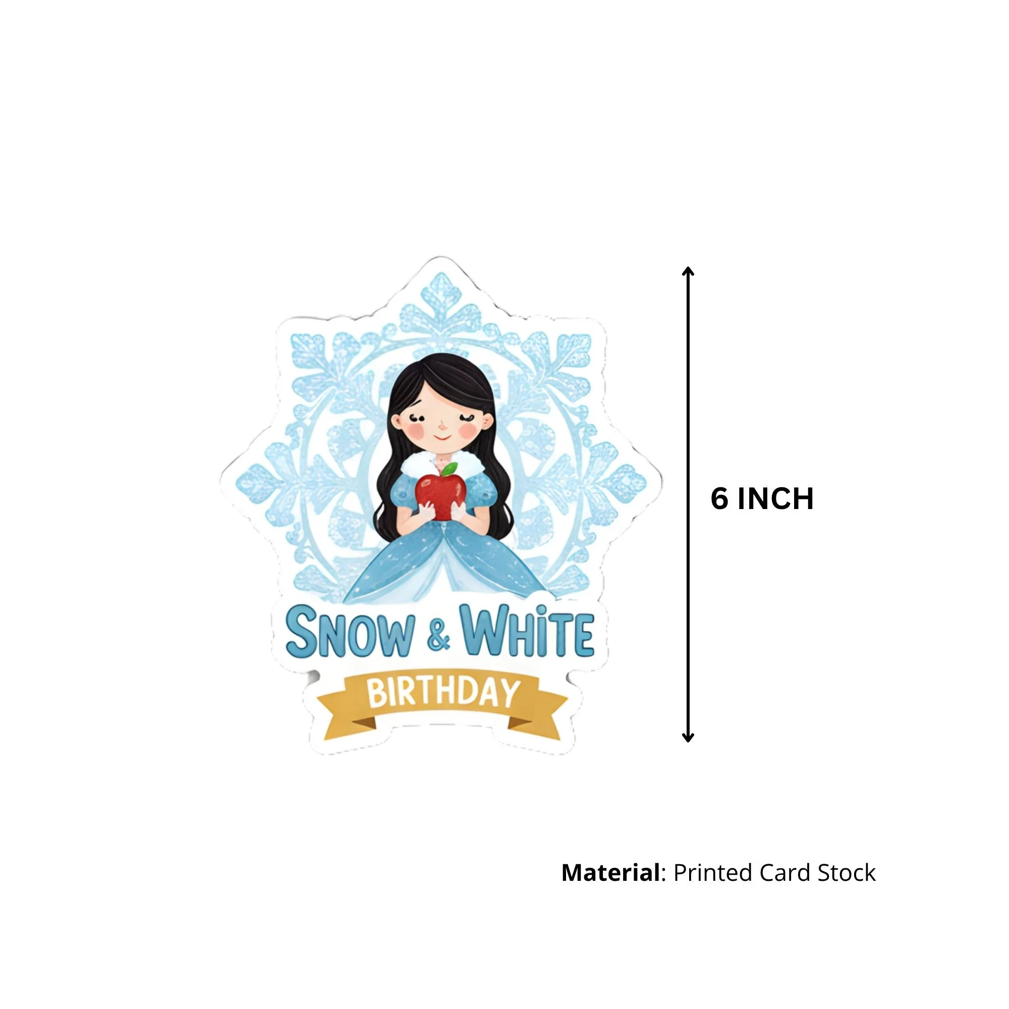Snow White Theme Birthday Cutouts (6 inches/250 GSM Cardstock/Mixcolour/12Pcs) - Premium Handcrafted 300 GSM Paper Cutouts by Party Decor Mall India - View 3
