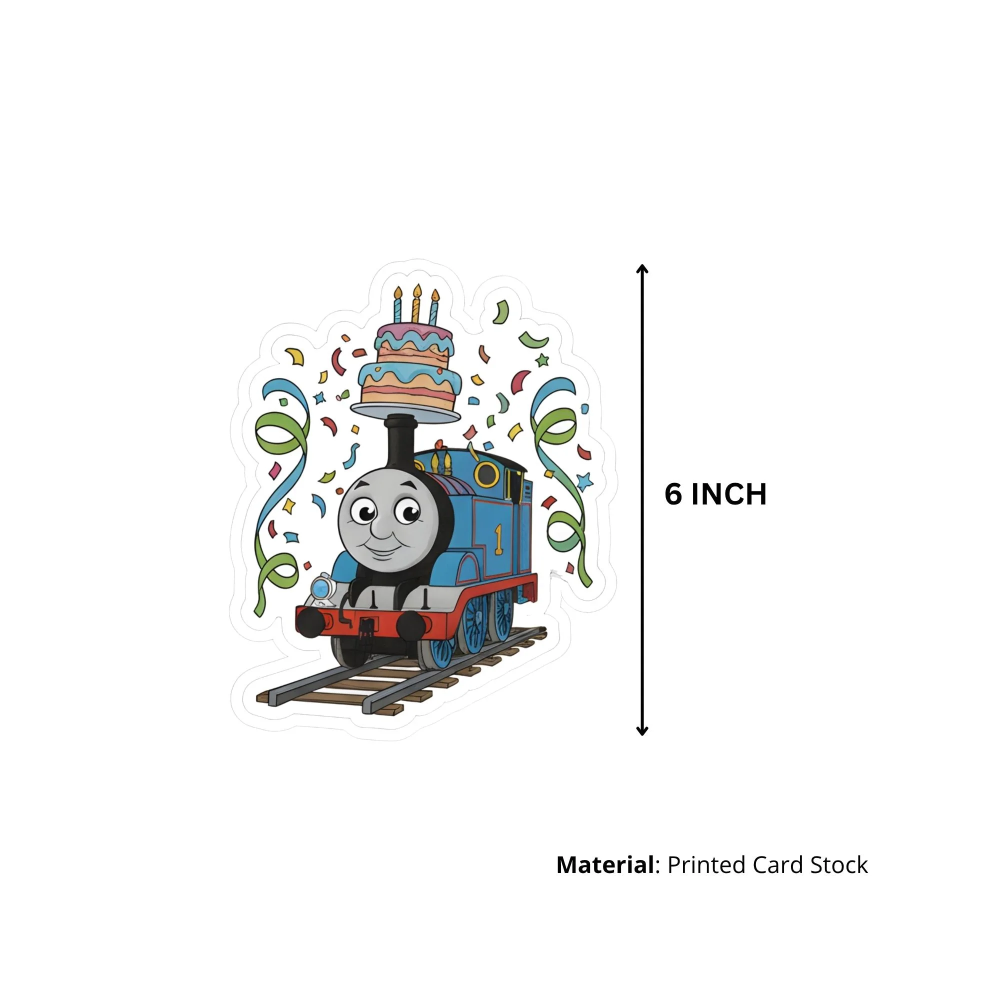 Thomas Train Theme Birthday Cutouts (6 inches/250 GSM Cardstock/Mixcolour/12Pcs) - Premium Handcrafted 300 GSM Paper Cutouts by Party Decor Mall India - View 3