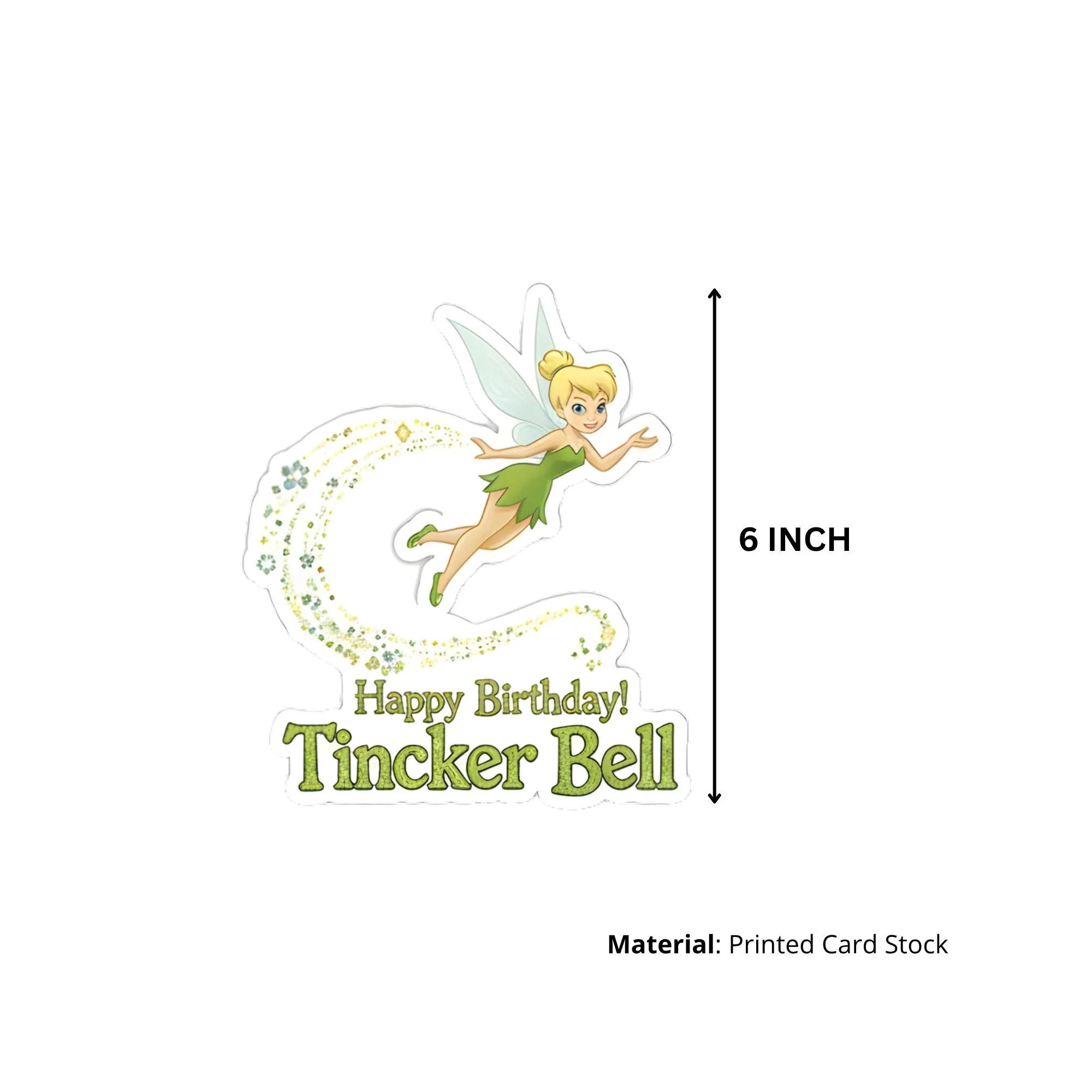 Tincker Bell Theme Birthday Cutouts (6 inches/250 GSM Cardstock/Mixcolour/12Pcs) - Premium Handcrafted 300 GSM Paper Cutouts by Party Decor Mall India - View 3