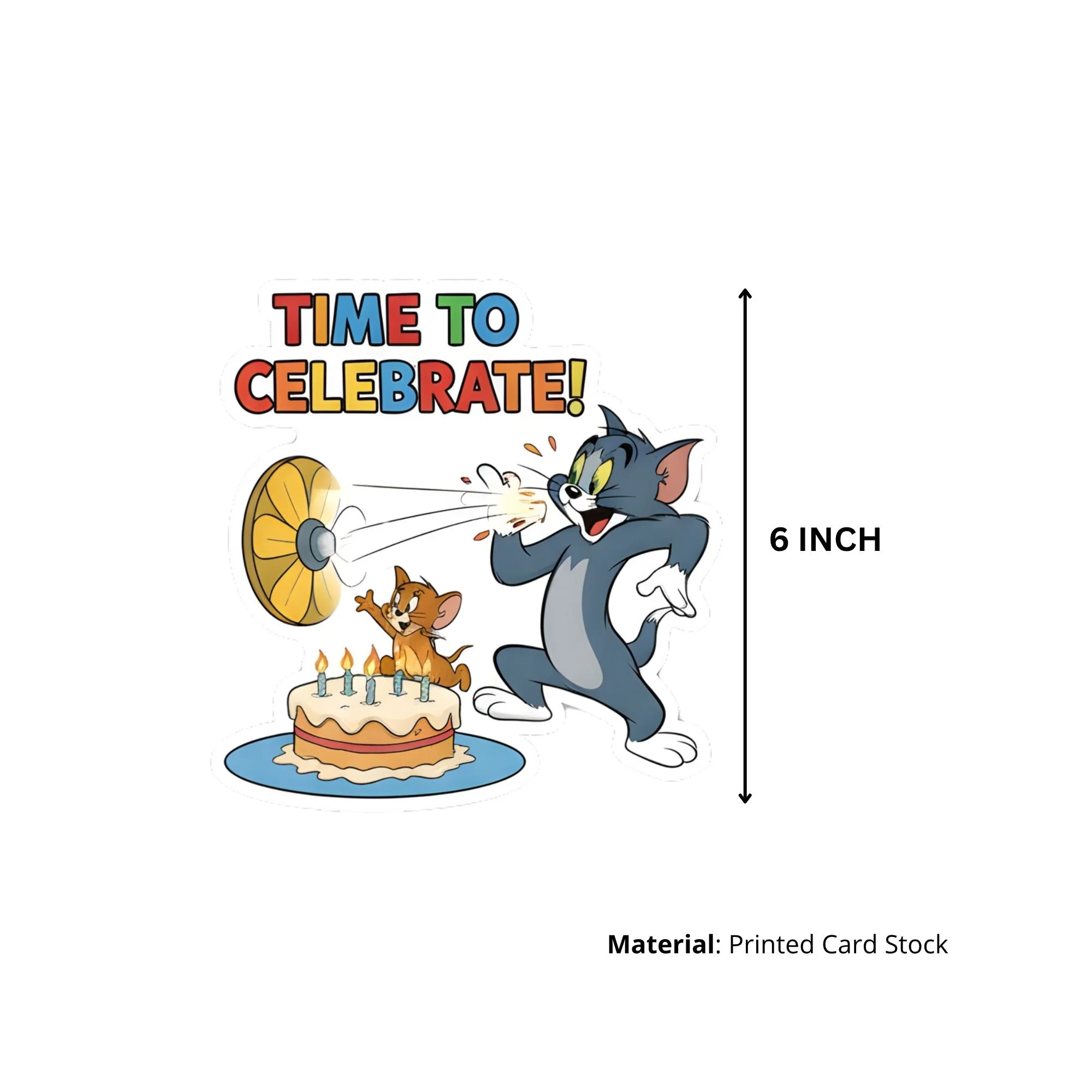 Tom & Jerry Theme Birthday Cutouts (6 inches/250 GSM Cardstock/Mixcolour/12Pcs) - Premium Handcrafted 300 GSM Paper Cutouts by Party Decor Mall India - View 3