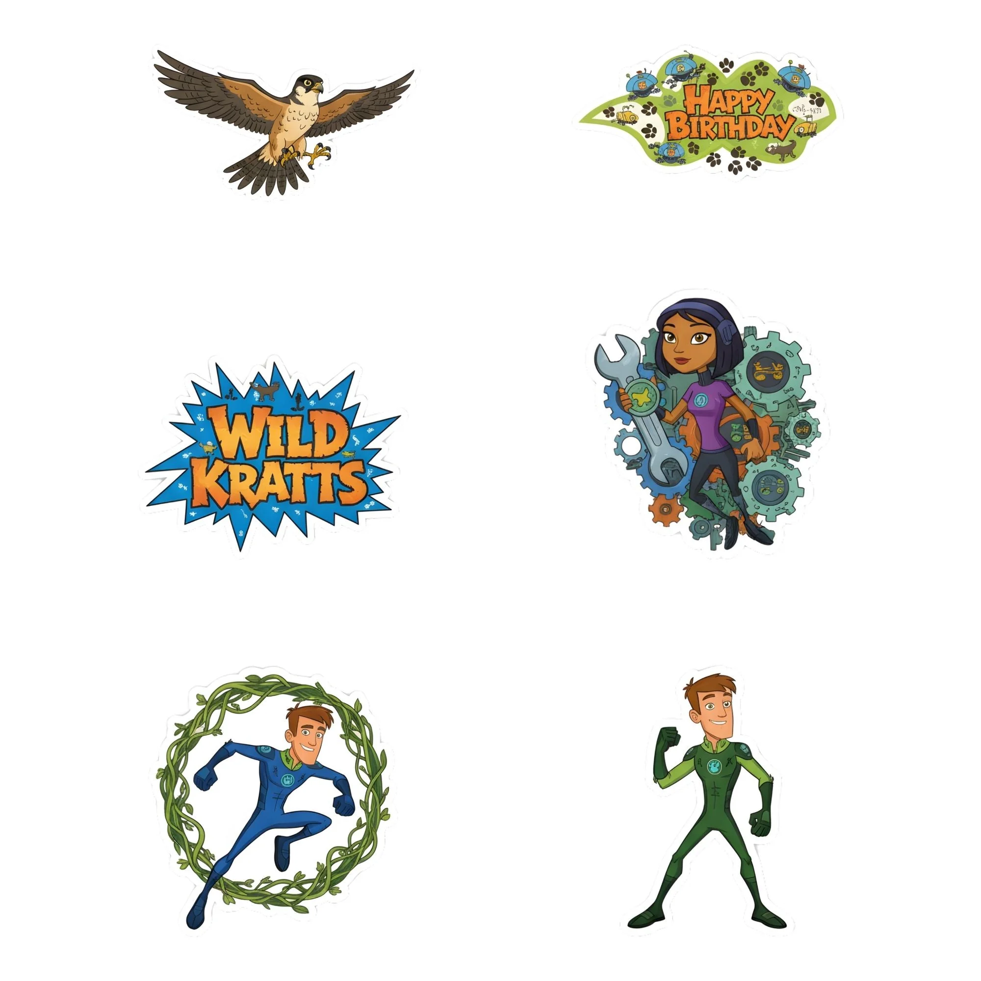 Wild Kratts Theme Birthday Cutouts (6 inches/250 GSM Cardstock/Mixcolour/12Pcs) - Premium Handcrafted 300 GSM Paper Cutouts by Party Decor Mall India - View 1