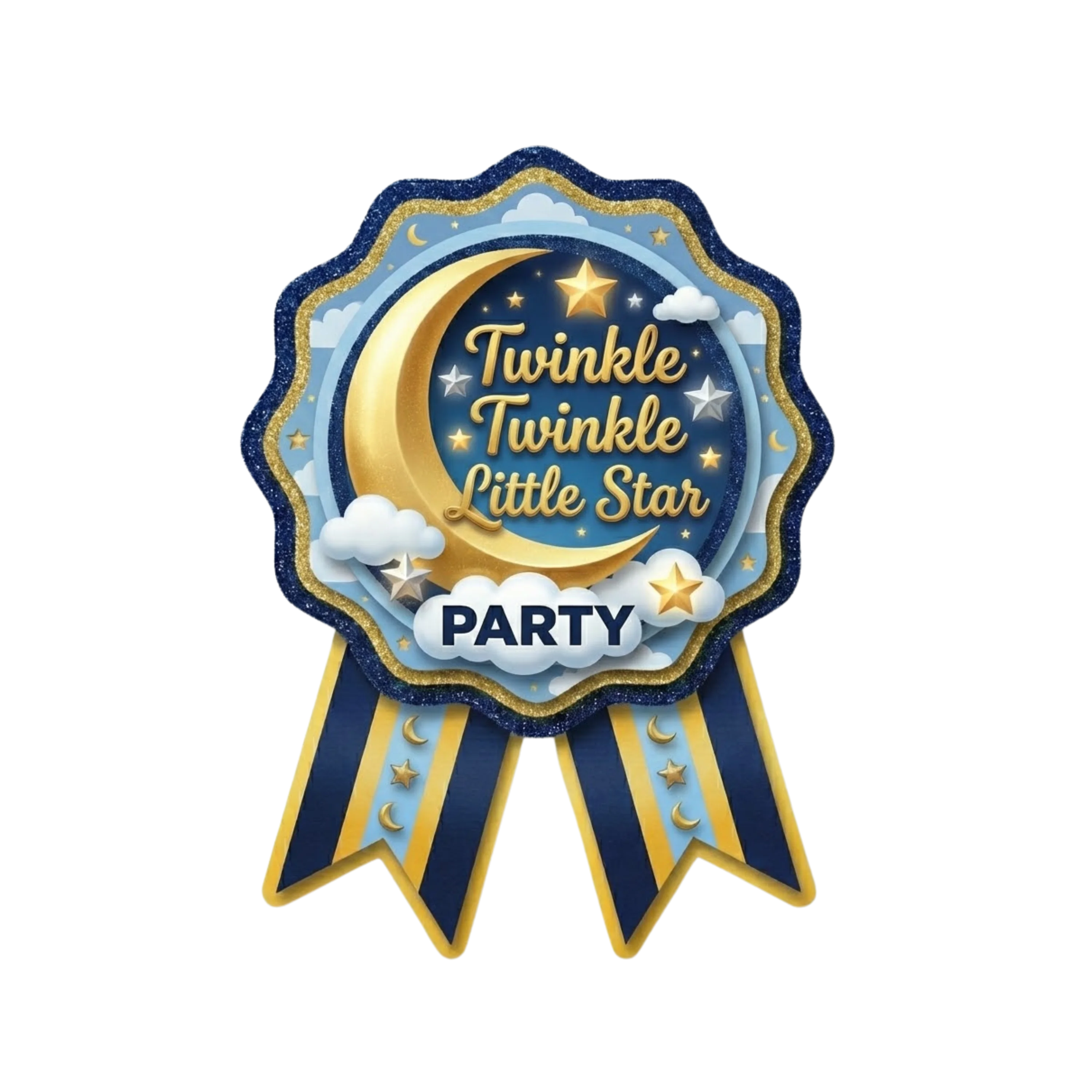 Twinkle Twinkle Little Star Theme Theme Badges Birthday Party Supplies (Pack of 16) - 300 GSM Premium Cardstock Paper (3.7 X 3 Inch) - Premium Handcrafted 300 GSM Theme Badges by Party Decor Mall India - View 1