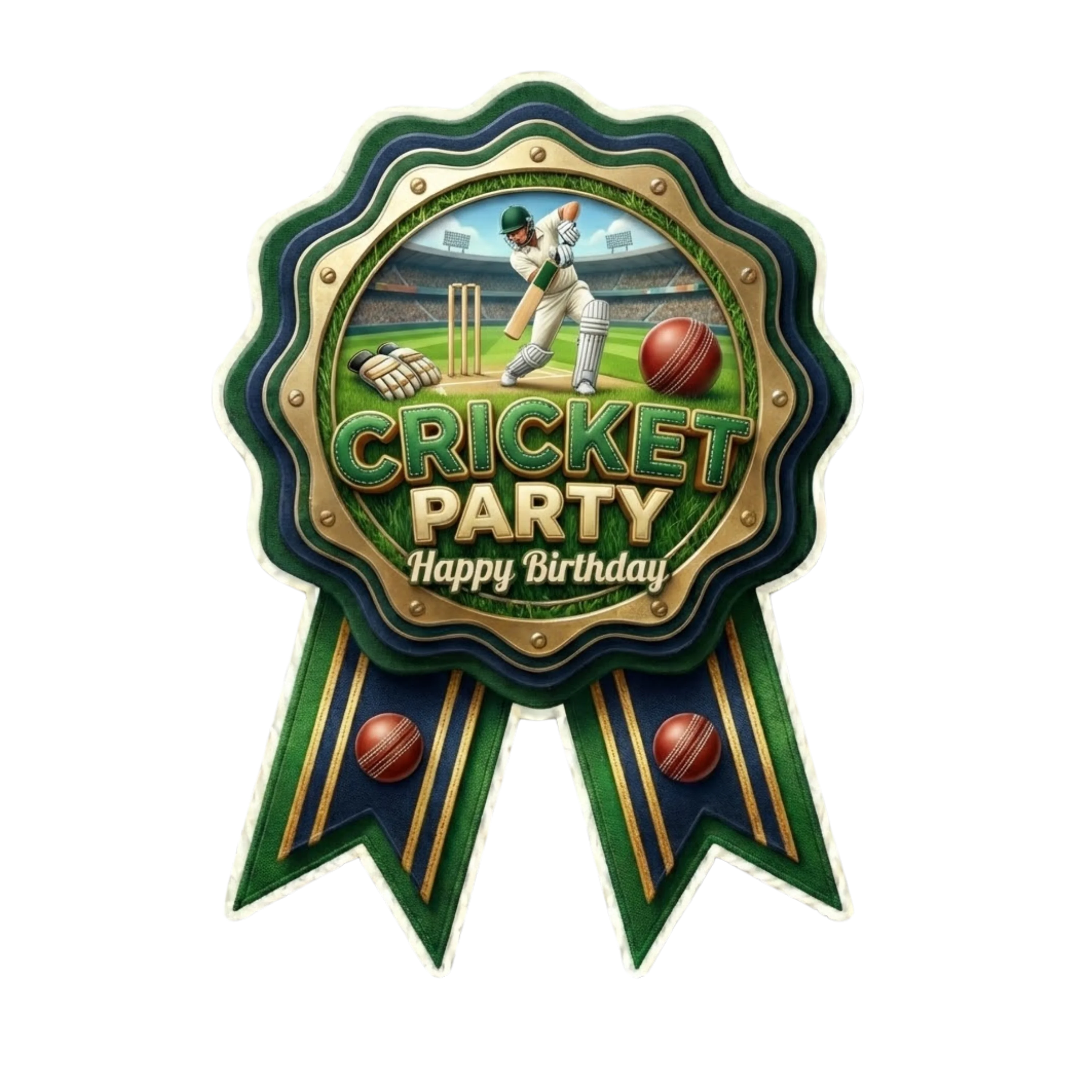 Cricket Theme Paper Badges For Kids Birthday Party Supplies (Pack Of 16) - 300 GSM Premium Cardstock with Pin (3.7 x 3 Inch)