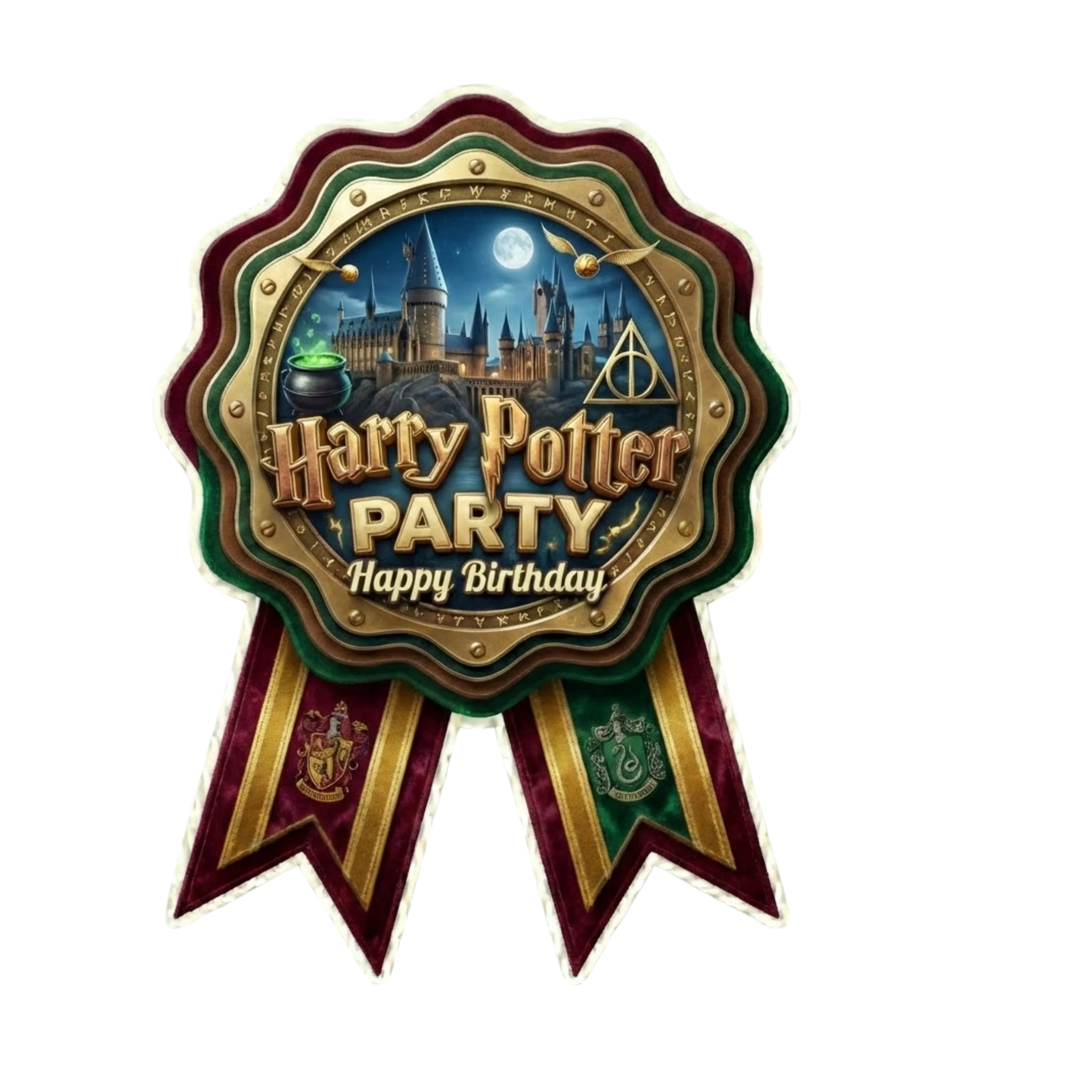 Harry Potter Theme Paper Badges For Kids Birthday Party Supplies (Pack Of 16) - 300 GSM Premium Cardstock with Pin (3.7 x 3 Inch)