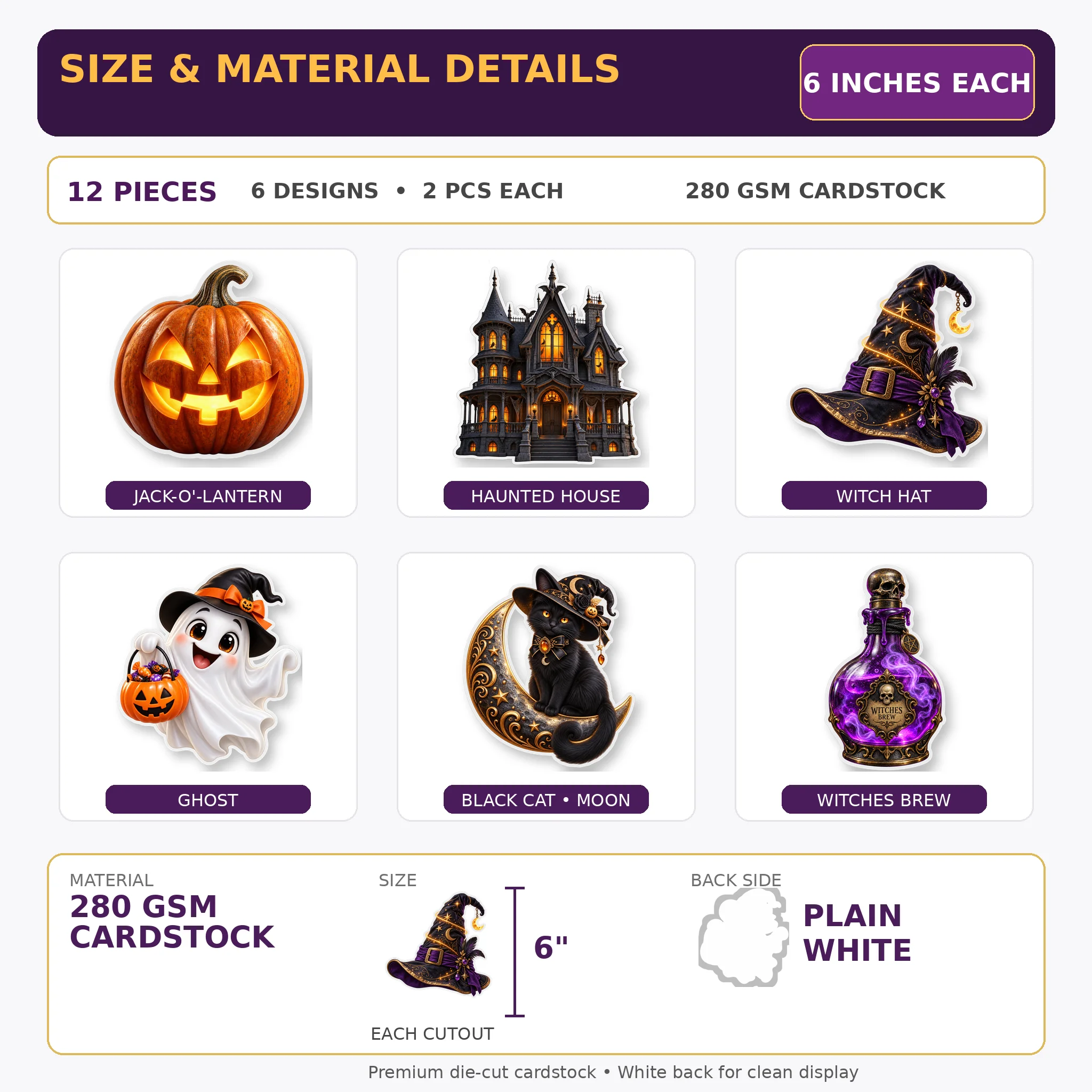 Halloween Theme Cutouts (Pack of 12) Party Supplies - 300 GSM Premium Cardstock Paper (Standard Size) [Single Sided HD Print] - Premium Party Decor Supply by Party Decor Mall - View 4