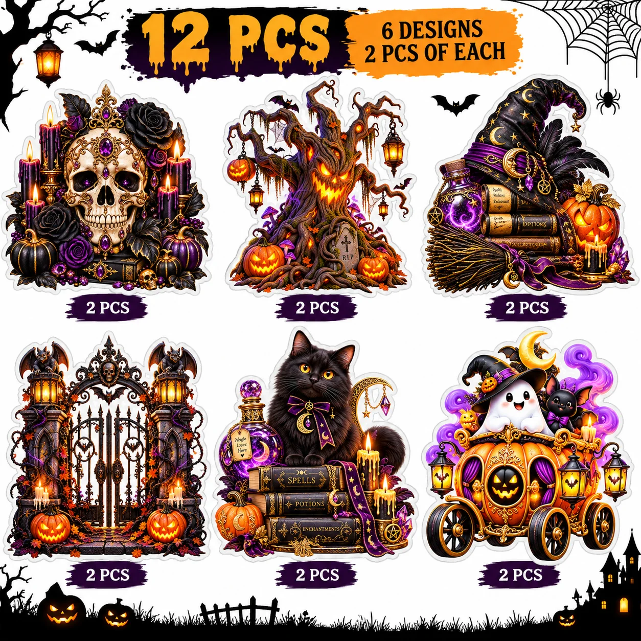 Halloween Theme Cutouts (Pack of 12) Party Supplies - 300 GSM Premium Cardstock Paper (Standard Size) [Single Sided HD Print] - Premium Party Decor Supply by Party Decor Mall - View 4