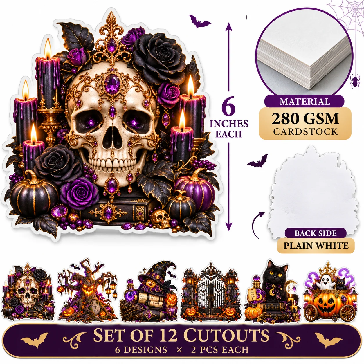 Halloween Theme Cutouts (Pack of 12) Party Supplies - 300 GSM Premium Cardstock Paper (Standard Size) [Single Sided HD Print] - Premium Party Decor Supply by Party Decor Mall - View 2