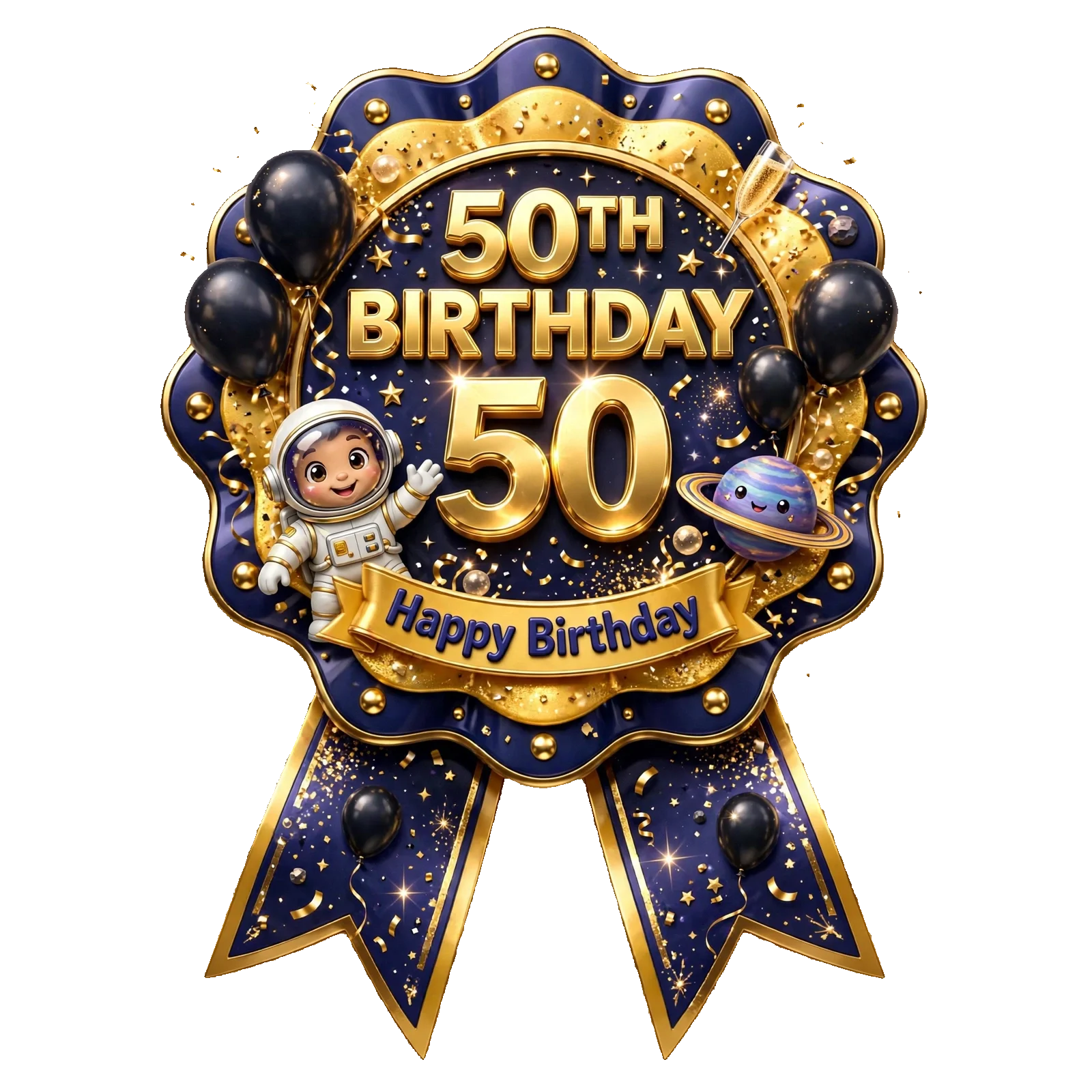 50th Birthday Theme Theme Badges Birthday Party Supplies (PACK OF 16) - 300 GSM Premium Cardstock with Pin (3.7 x 3 Inch) - Premium Party Decor Supply by Party Decor Mall - View 1