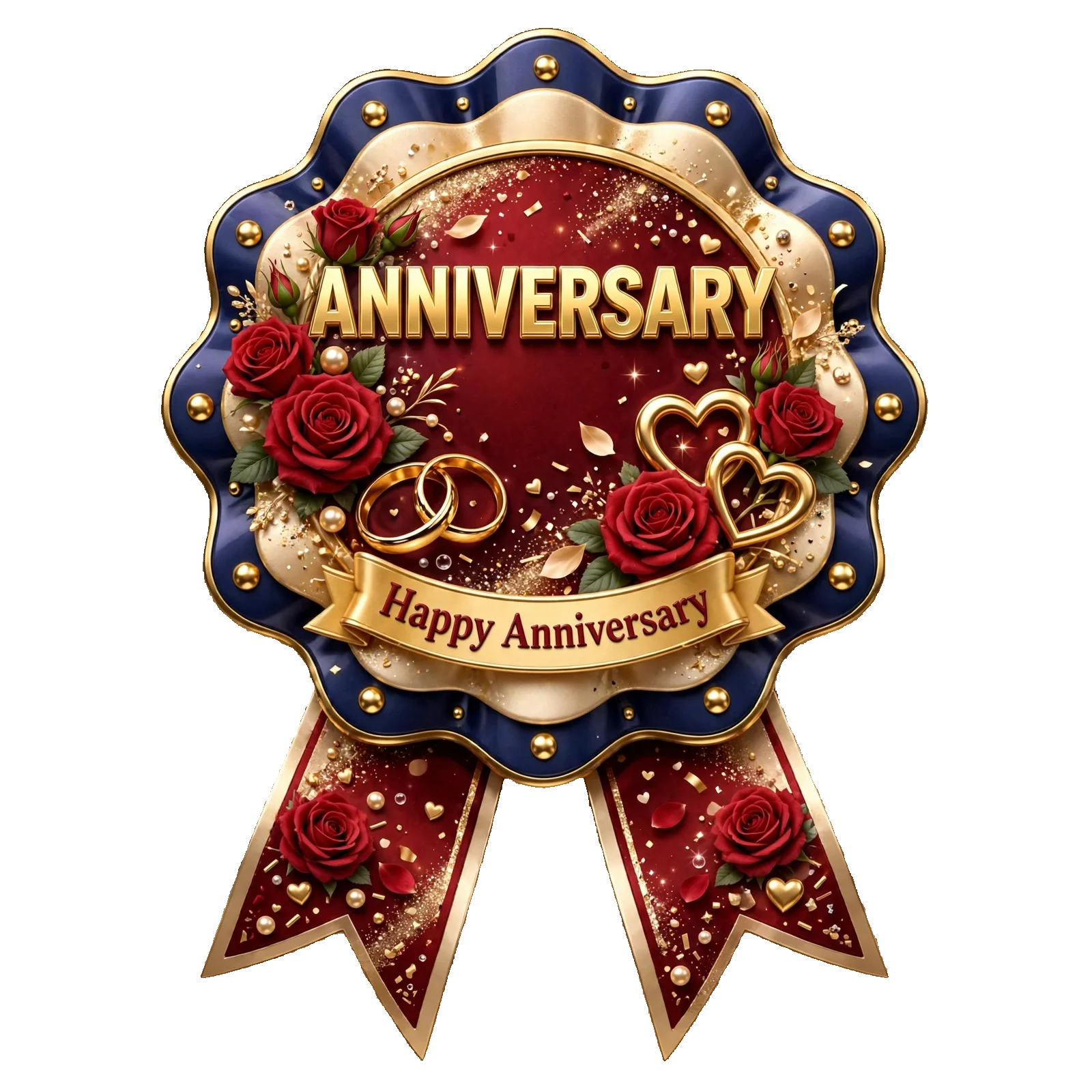 Anniversary Theme Theme Badges Birthday Party Supplies (PACK OF 16) - 300 GSM Premium Cardstock with Pin (3.7 x 3 Inch) - Premium Party Decor Supply by Party Decor Mall - View 1