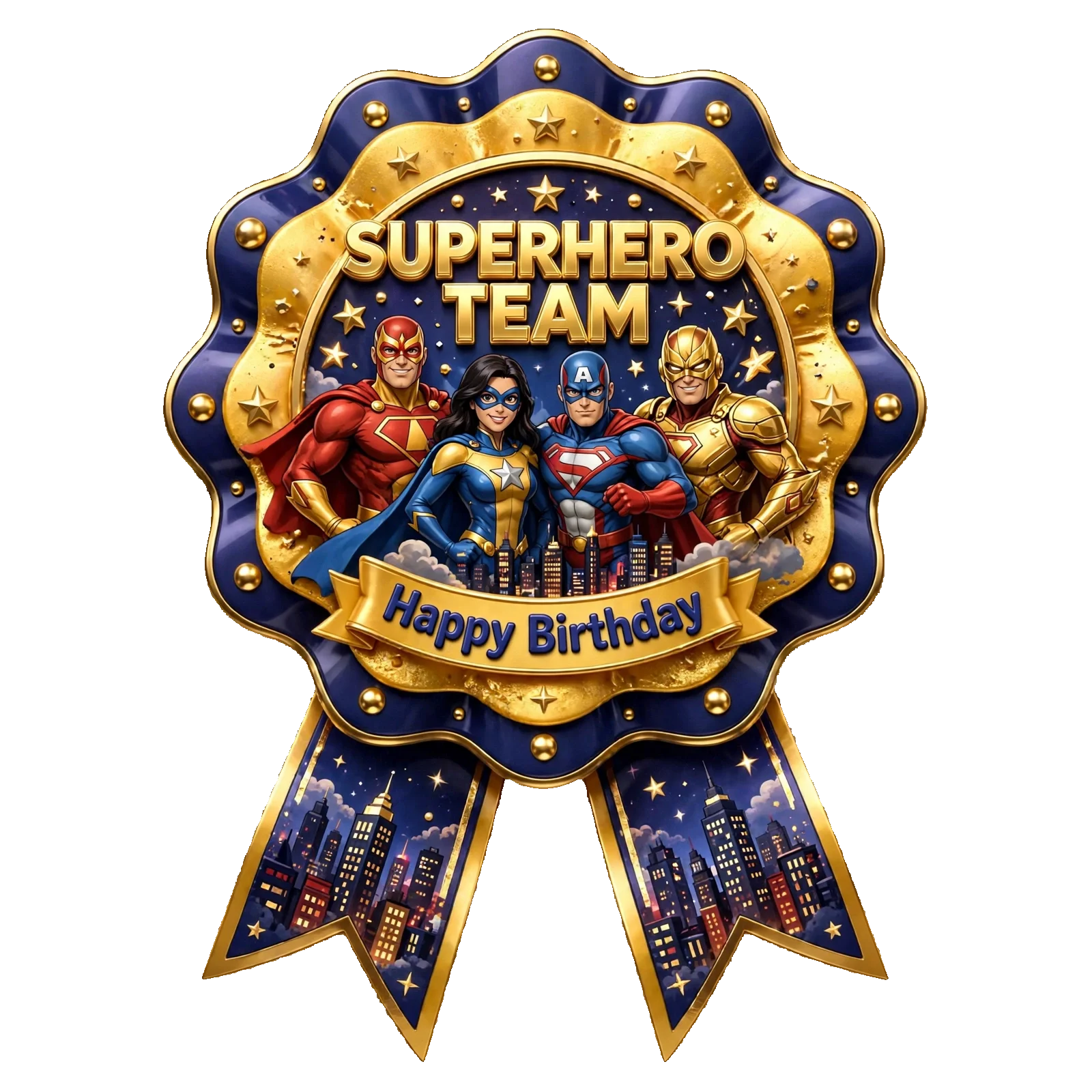 Avengers Theme Theme Badges Birthday Party Supplies (PACK OF 16) - 300 GSM Premium Cardstock with Pin (3.7 x 3 Inch) - Premium Party Decor Supply by Party Decor Mall - View 1