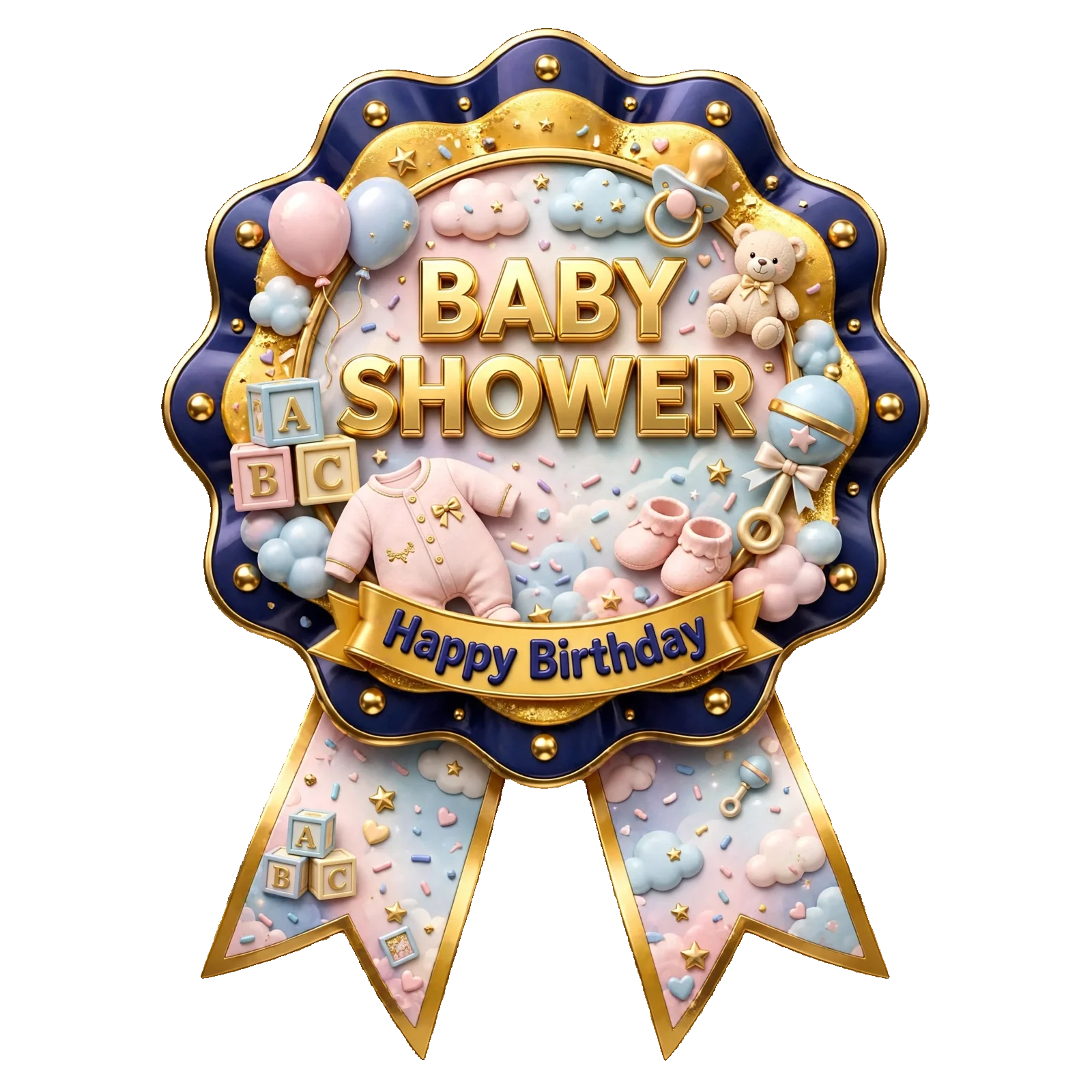 Baby Shower Theme Theme Badges Birthday Party Supplies (PACK OF 16) - 300 GSM Premium Cardstock with Pin (3.7 x 3 Inch) - Premium Party Decor Supply by Party Decor Mall - View 1