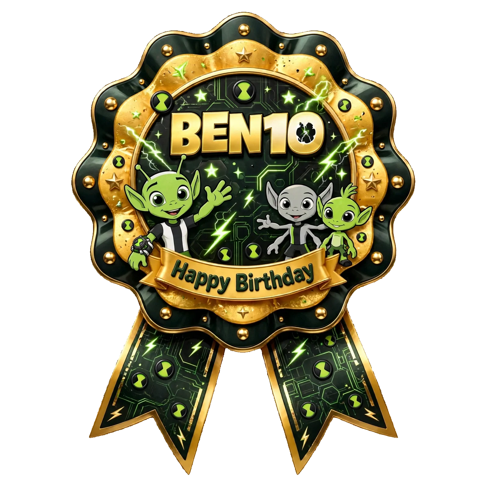 Ben10 Theme Theme Badges Birthday Party Supplies (PACK OF 16) - 300 GSM Premium Cardstock with Pin (3.7 x 3 Inch) - Premium Party Decor Supply by Party Decor Mall - View 1