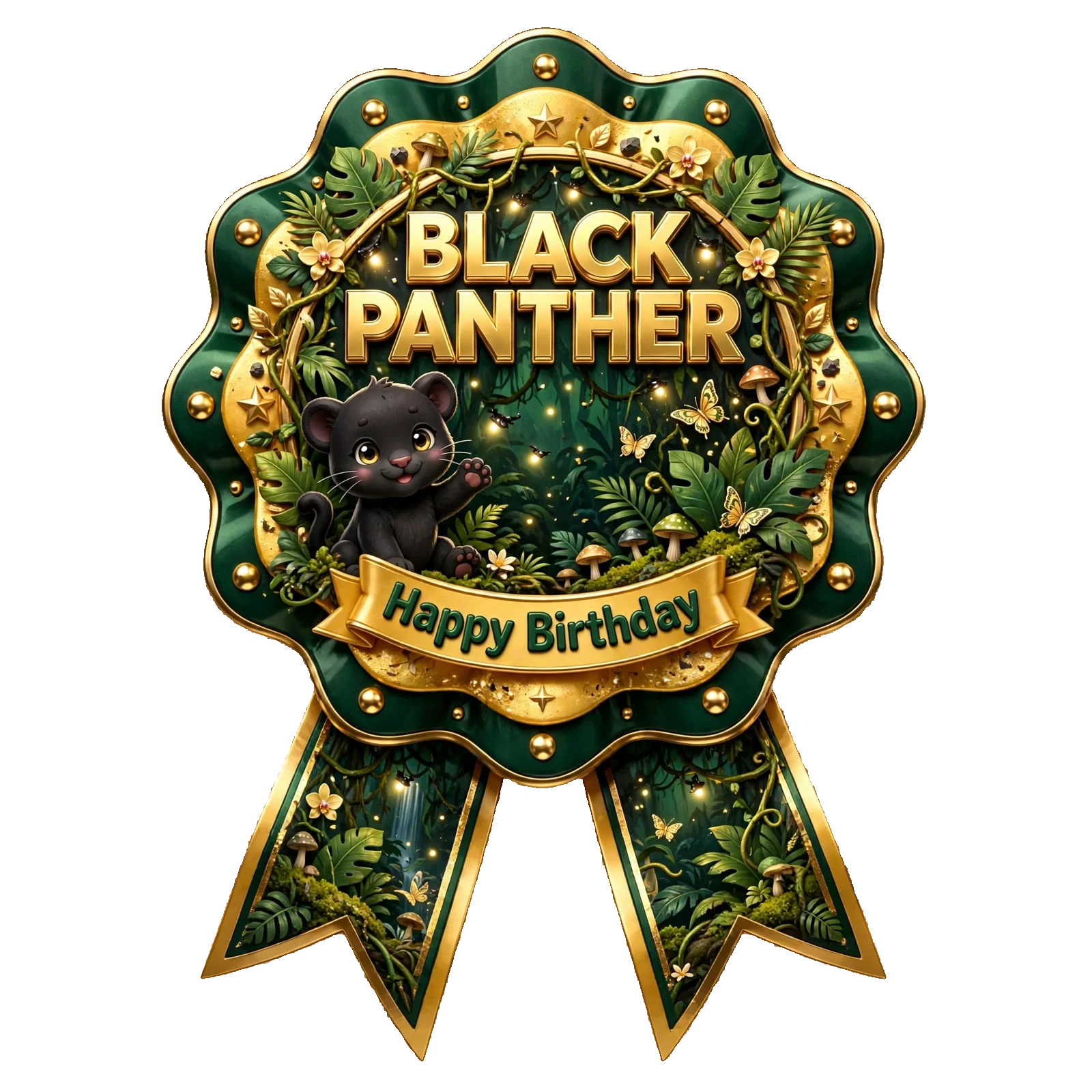 Black Panther Theme Theme Badges Birthday Party Supplies (PACK OF 16) - 300 GSM Premium Cardstock with Pin (3.7 x 3 Inch) - Premium Party Decor Supply by Party Decor Mall - View 1