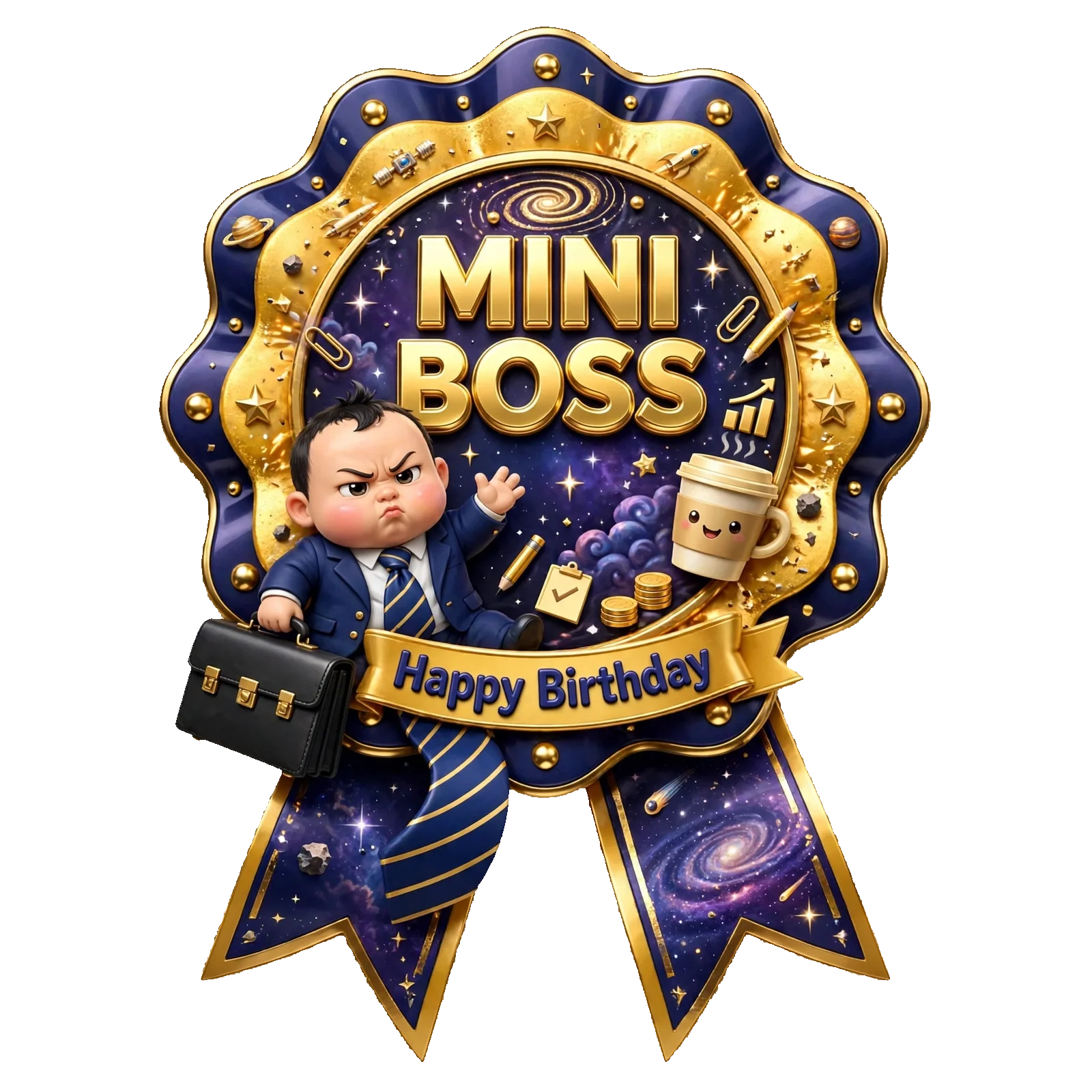 Boss Baby Theme Theme Badges Birthday Party Supplies (PACK OF 16) - 300 GSM Premium Cardstock with Pin (3.7 x 3 Inch) - Premium Party Decor Supply by Party Decor Mall - View 1