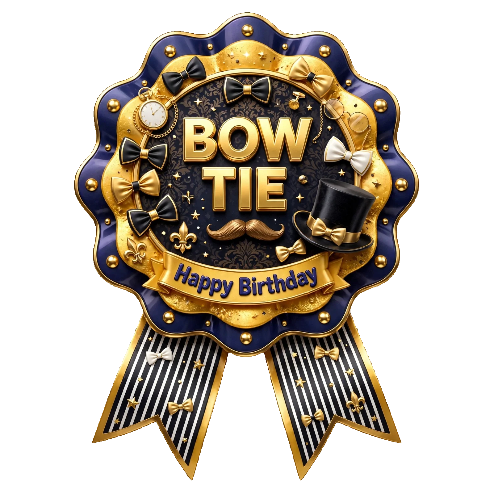 Bow Tie Theme Theme Badges Birthday Party Supplies (PACK OF 16) - 300 GSM Premium Cardstock with Pin (3.7 x 3 Inch) - Premium Party Decor Supply by Party Decor Mall - View 1