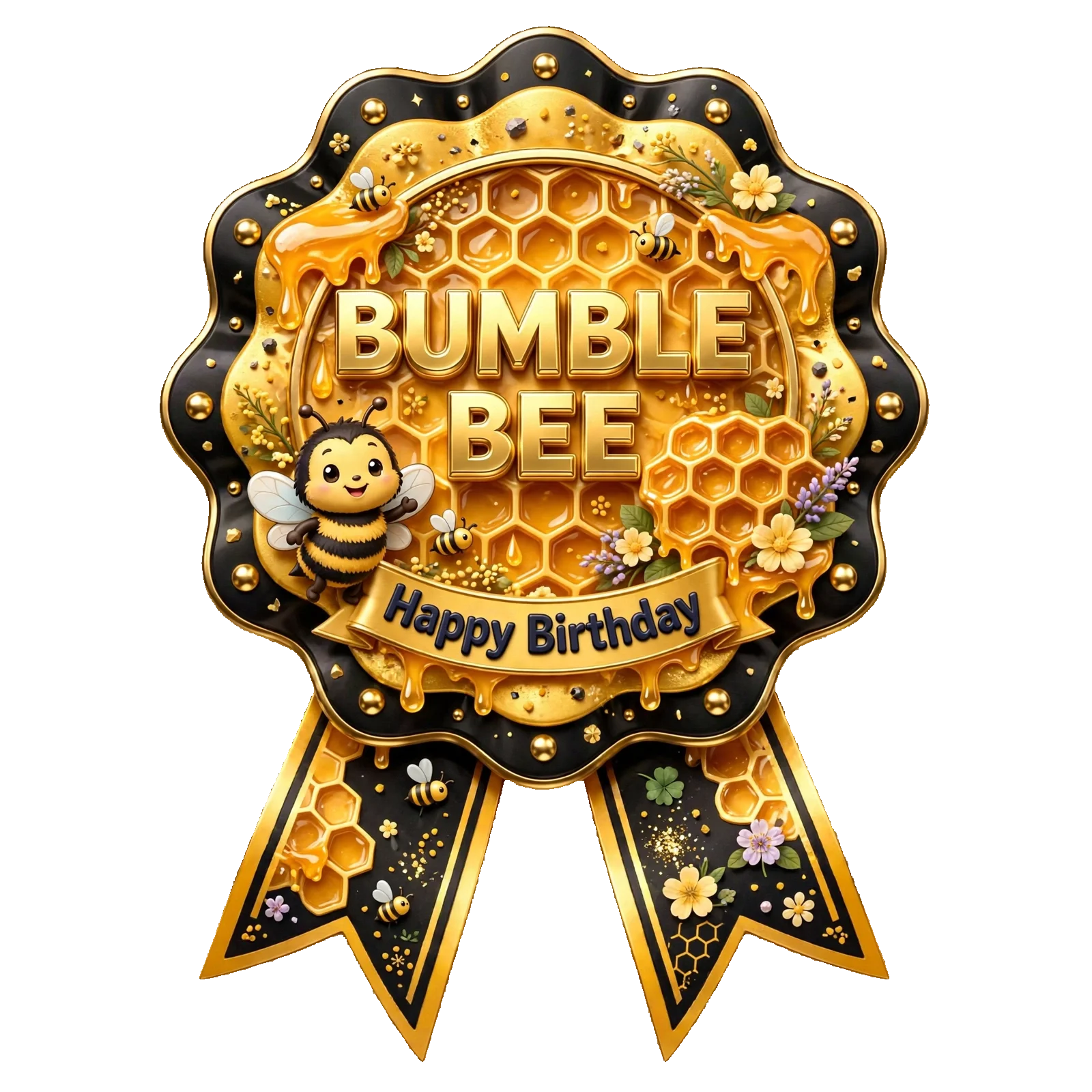 Bumble Bee Theme Theme Badges Birthday Party Supplies (PACK OF 16) - 300 GSM Premium Cardstock with Pin (3.7 x 3 Inch) - Premium Party Decor Supply by Party Decor Mall - View 1