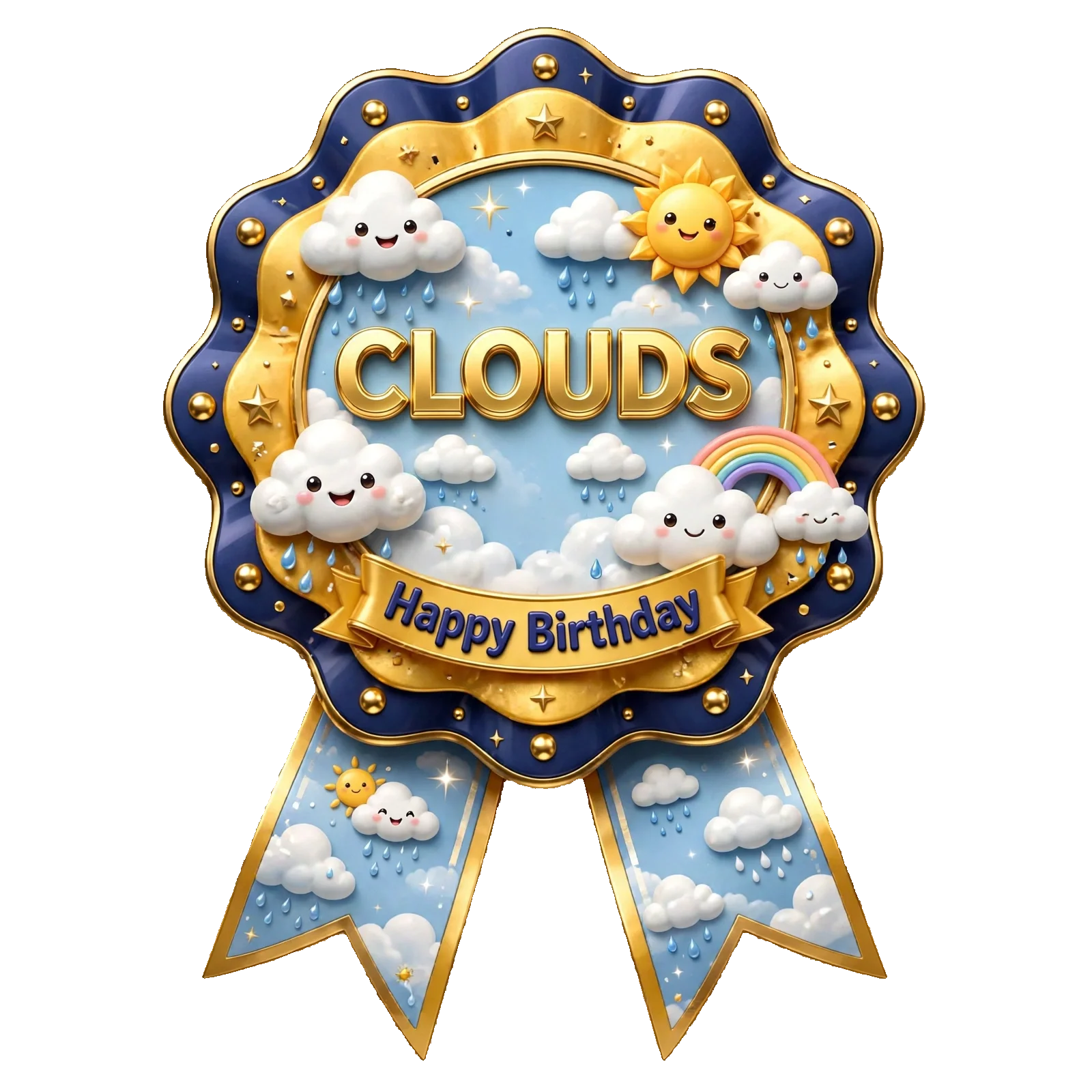 Clouds Theme Theme Badges Birthday Party Supplies (PACK OF 16) - 300 GSM Premium Cardstock with Pin (3.7 x 3 Inch) - Premium Party Decor Supply by Party Decor Mall - View 1