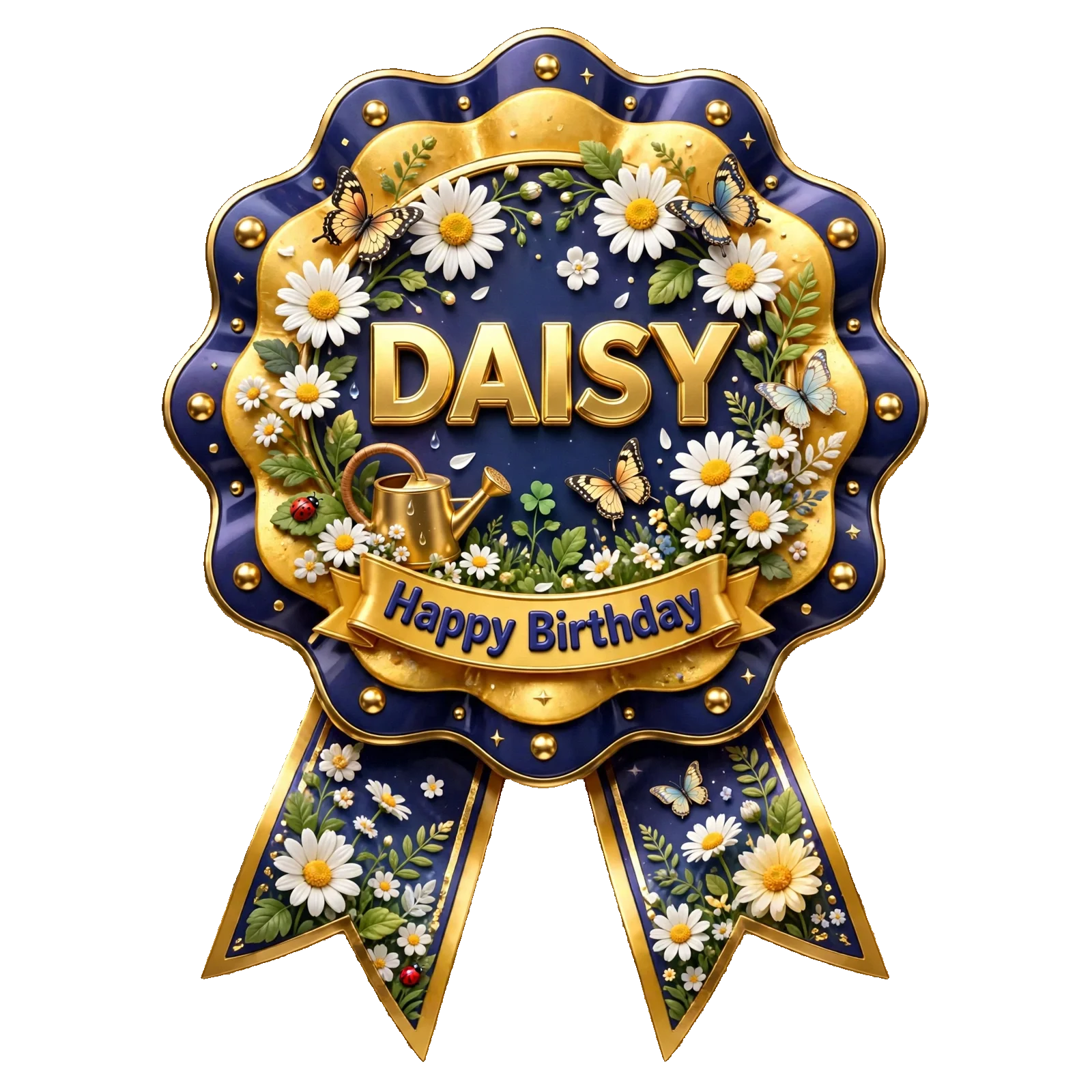 Daisy Theme Theme Badges Birthday Party Supplies (PACK OF 16) - 300 GSM Premium Cardstock with Pin (3.7 x 3 Inch) - Premium Party Decor Supply by Party Decor Mall - View 1