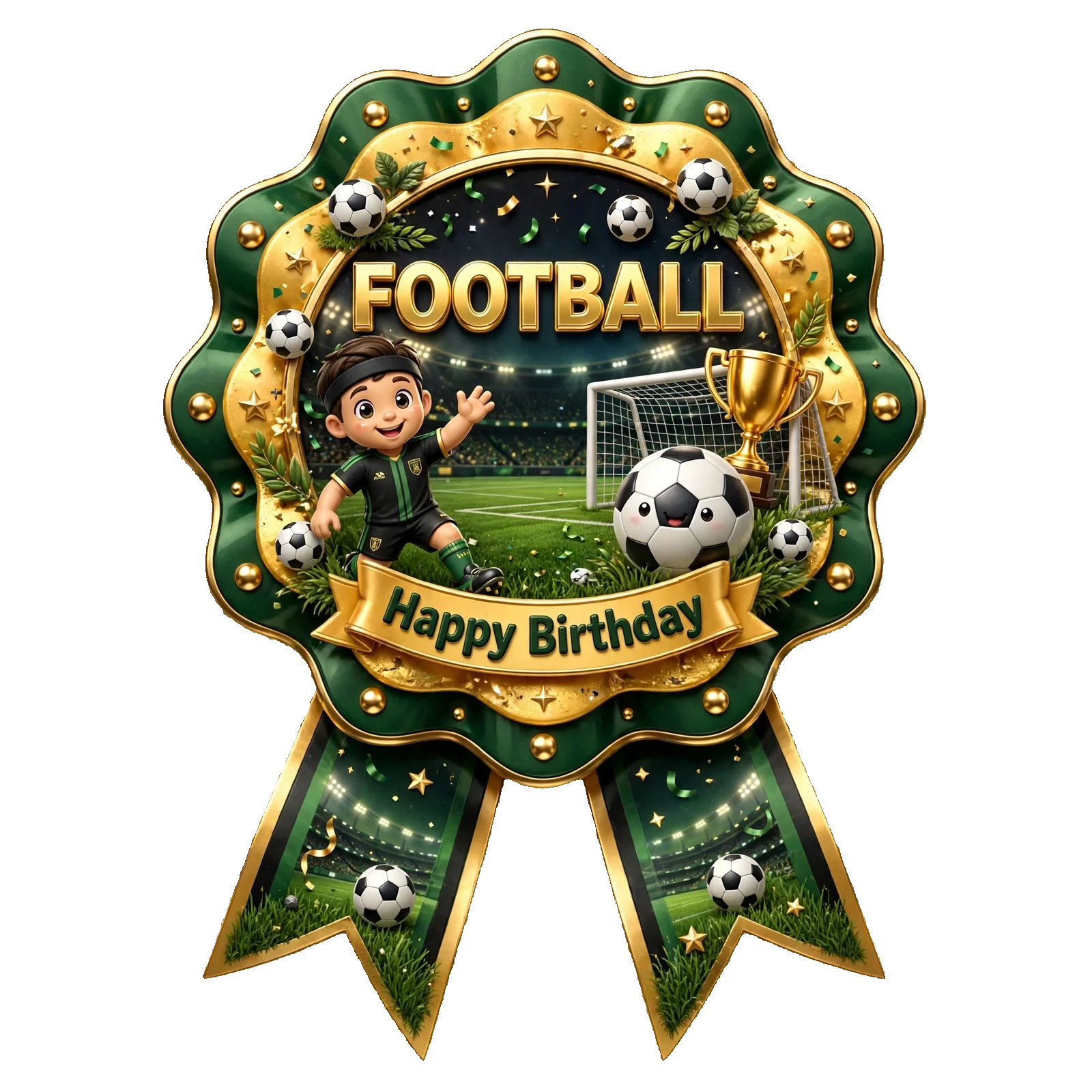 Football Theme Theme Badges Birthday Party Supplies (PACK OF 16) - 300 GSM Premium Cardstock with Pin (3.7 x 3 Inch) - Premium Party Decor Supply by Party Decor Mall - View 1