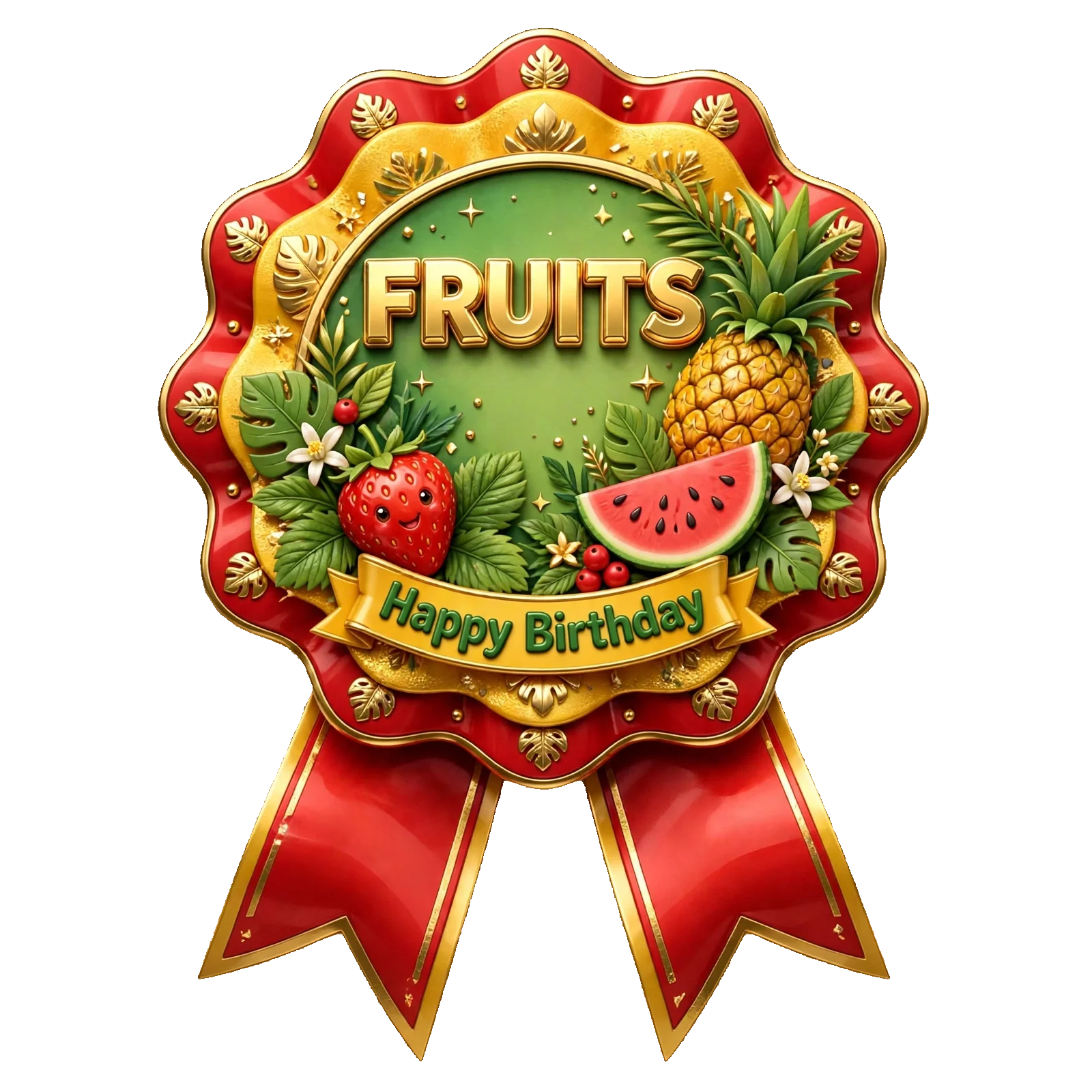 Fruits Theme Theme Badges Birthday Party Supplies (PACK OF 16) - 300 GSM Premium Cardstock with Pin (3.7 x 3 Inch) - Premium Party Decor Supply by Party Decor Mall - View 1