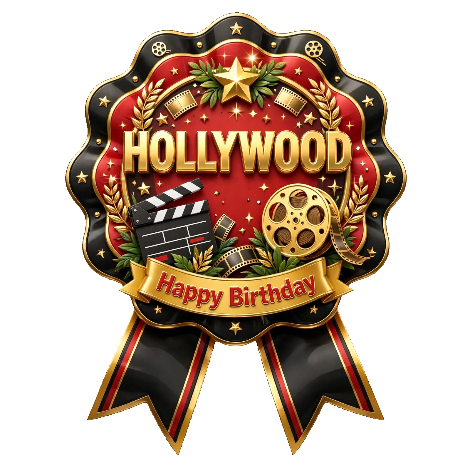 Hollywood Theme Theme Badges Birthday Party Supplies (PACK OF 16) - 300 GSM Premium Cardstock with Pin (3.7 x 3 Inch) - Premium Party Decor Supply by Party Decor Mall - View 1