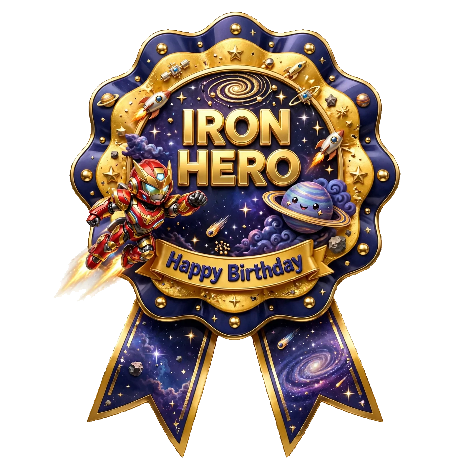 Iron Man Theme Theme Badges Birthday Party Supplies (PACK OF 16) - 300 GSM Premium Cardstock with Pin (3.7 x 3 Inch) - Premium Party Decor Supply by Party Decor Mall - View 1
