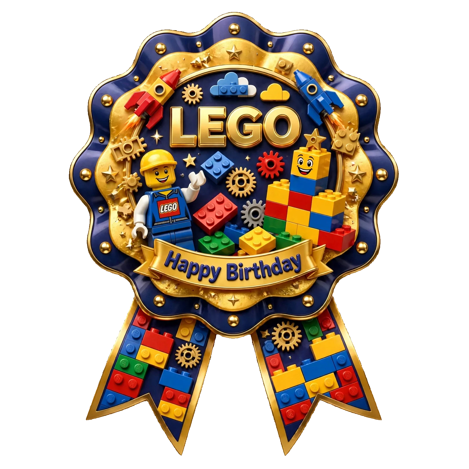 Lego Theme Theme Badges Birthday Party Supplies (PACK OF 16) - 300 GSM Premium Cardstock with Pin (3.7 x 3 Inch) - Premium Party Decor Supply by Party Decor Mall - View 1