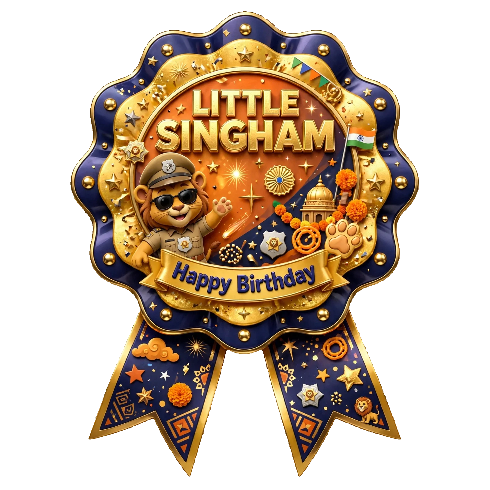 Little Singham Theme Theme Badges Birthday Party Supplies (PACK OF 16) - 300 GSM Premium Cardstock with Pin (3.7 x 3 Inch) - Premium Party Decor Supply by Party Decor Mall - View 1