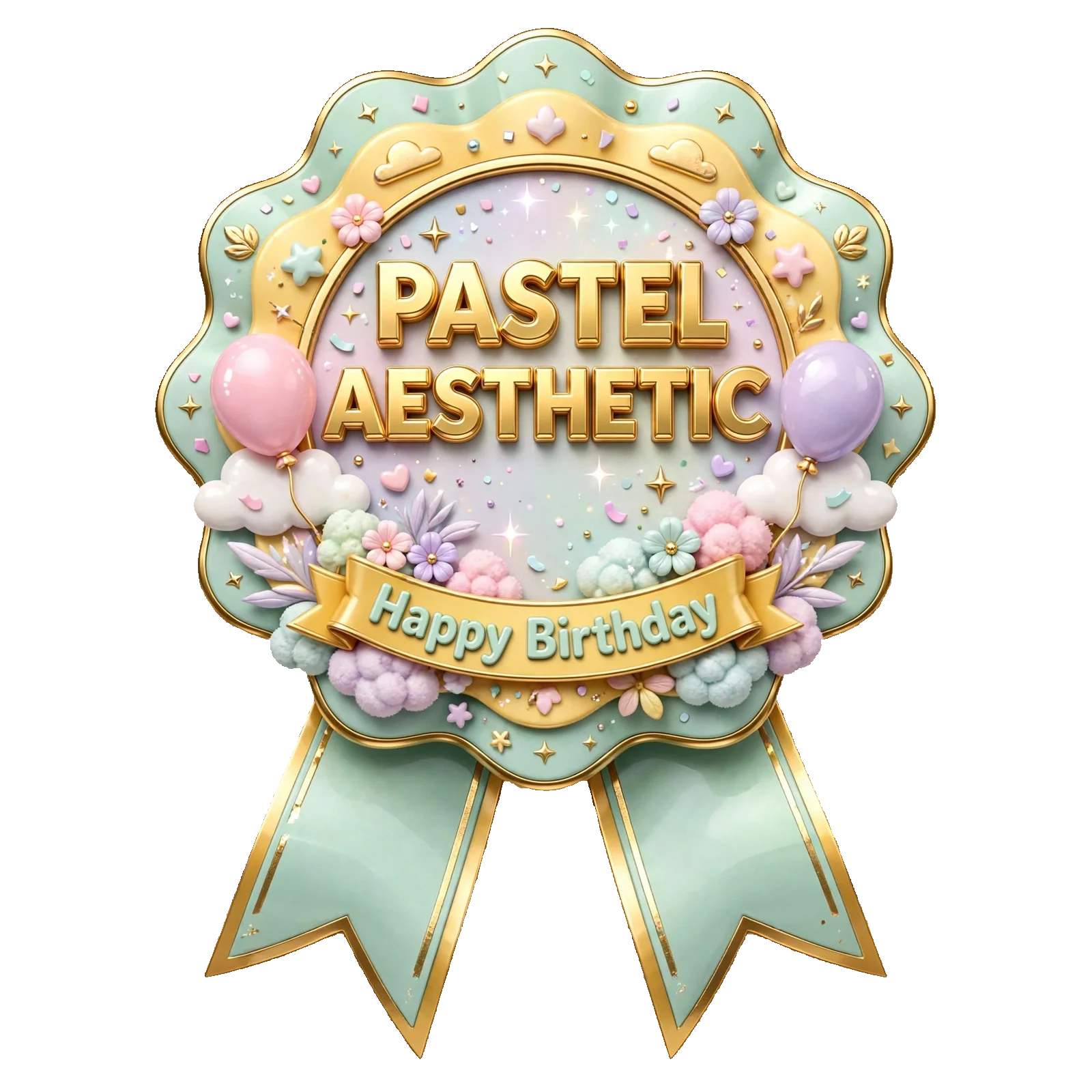 Pastel Aesthetic Theme Theme Badges Birthday Party Supplies (PACK OF 16) - 300 GSM Premium Cardstock with Pin (3.7 x 3 Inch) - Premium Party Decor Supply by Party Decor Mall - View 1