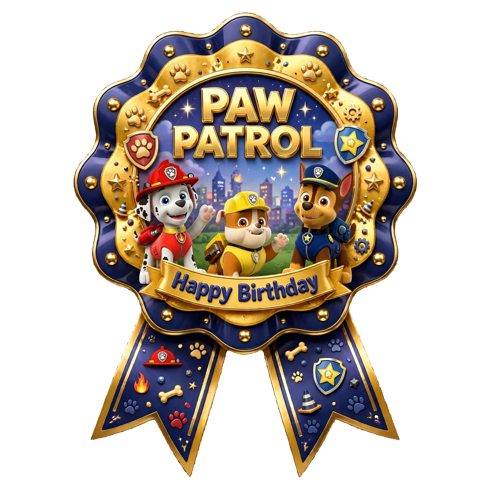 Paw Patrol Theme Theme Badges Birthday Party Supplies (PACK OF 16) - 300 GSM Premium Cardstock with Pin (3.7 x 3 Inch) - Premium Party Decor Supply by Party Decor Mall - View 1