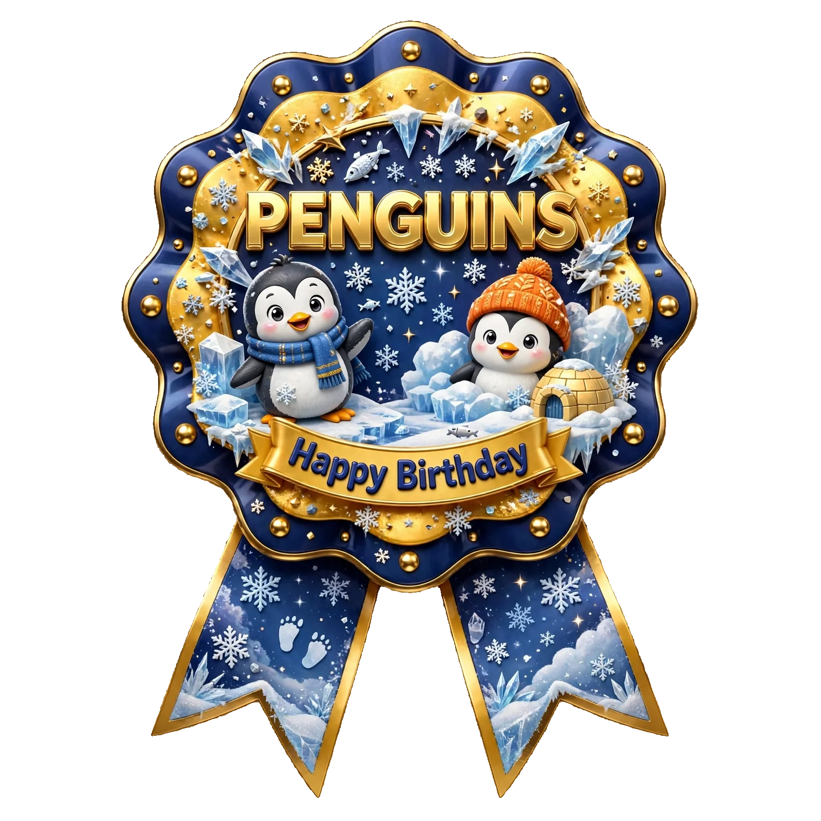 Penguins Theme Theme Badges Birthday Party Supplies (PACK OF 16) - 300 GSM Premium Cardstock with Pin (3.7 x 3 Inch) - Premium Party Decor Supply by Party Decor Mall - View 1