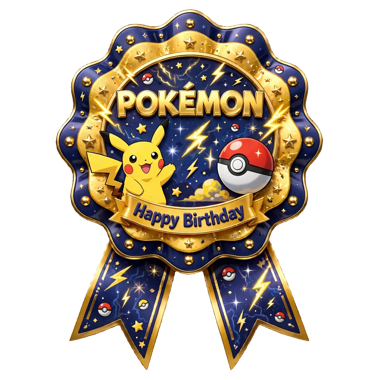 Pokemon 3d V2 Theme Theme Badges Birthday Party Supplies (PACK OF 16) - 300 GSM Premium Cardstock with Pin (3.7 x 3 Inch)