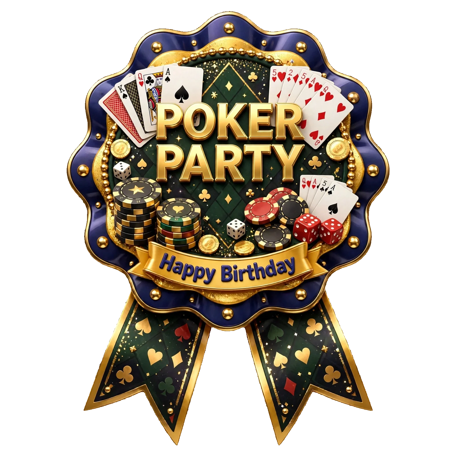 Poker Party Theme Theme Badges Birthday Party Supplies (PACK OF 16) - 300 GSM Premium Cardstock with Pin (3.7 x 3 Inch) - Premium Party Decor Supply by Party Decor Mall - View 1