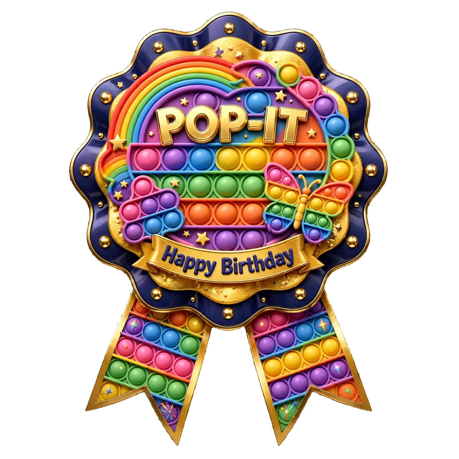 Pop-It Theme Theme Badges Birthday Party Supplies (PACK OF 16) - 300 GSM Premium Cardstock with Pin (3.7 x 3 Inch) - Premium Party Decor Supply by Party Decor Mall - View 1